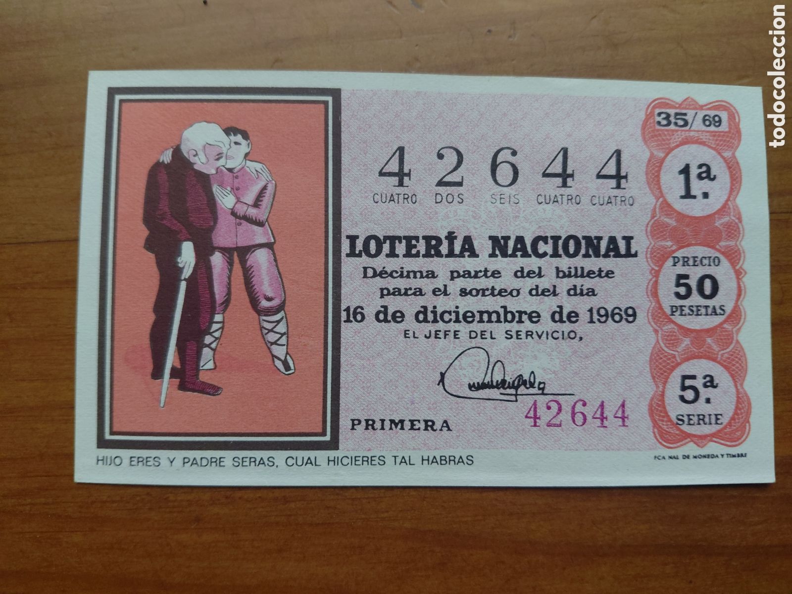 National Spanish Lottery: D&eacute;cimo de loter&iacute;a, sorteo del d&iacute;a 16 de diciembre de 1969