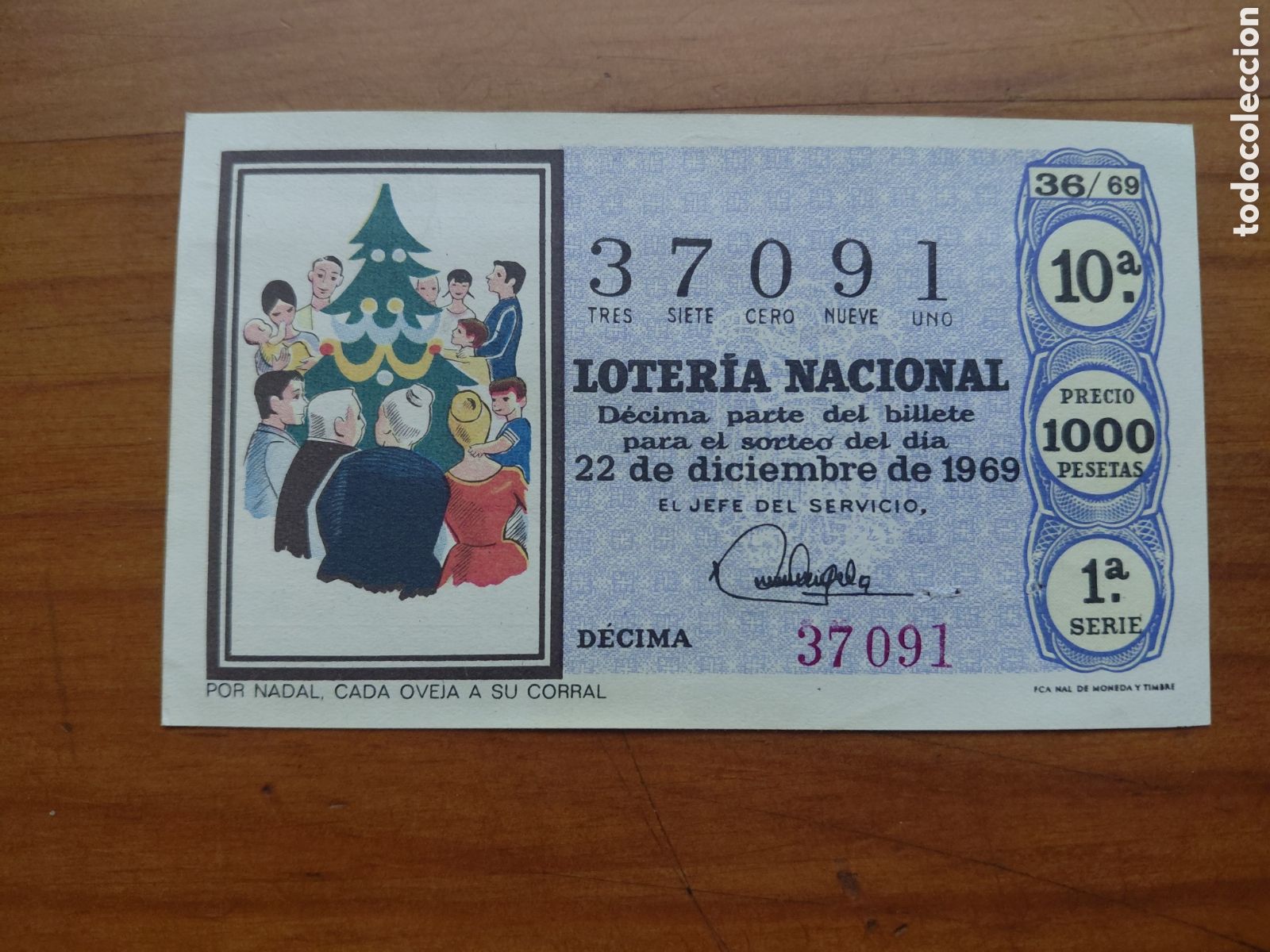 National Spanish Lottery: D&eacute;cimo de loter&iacute;a, sorteo del d&iacute;a 22 de diciembre de 1969