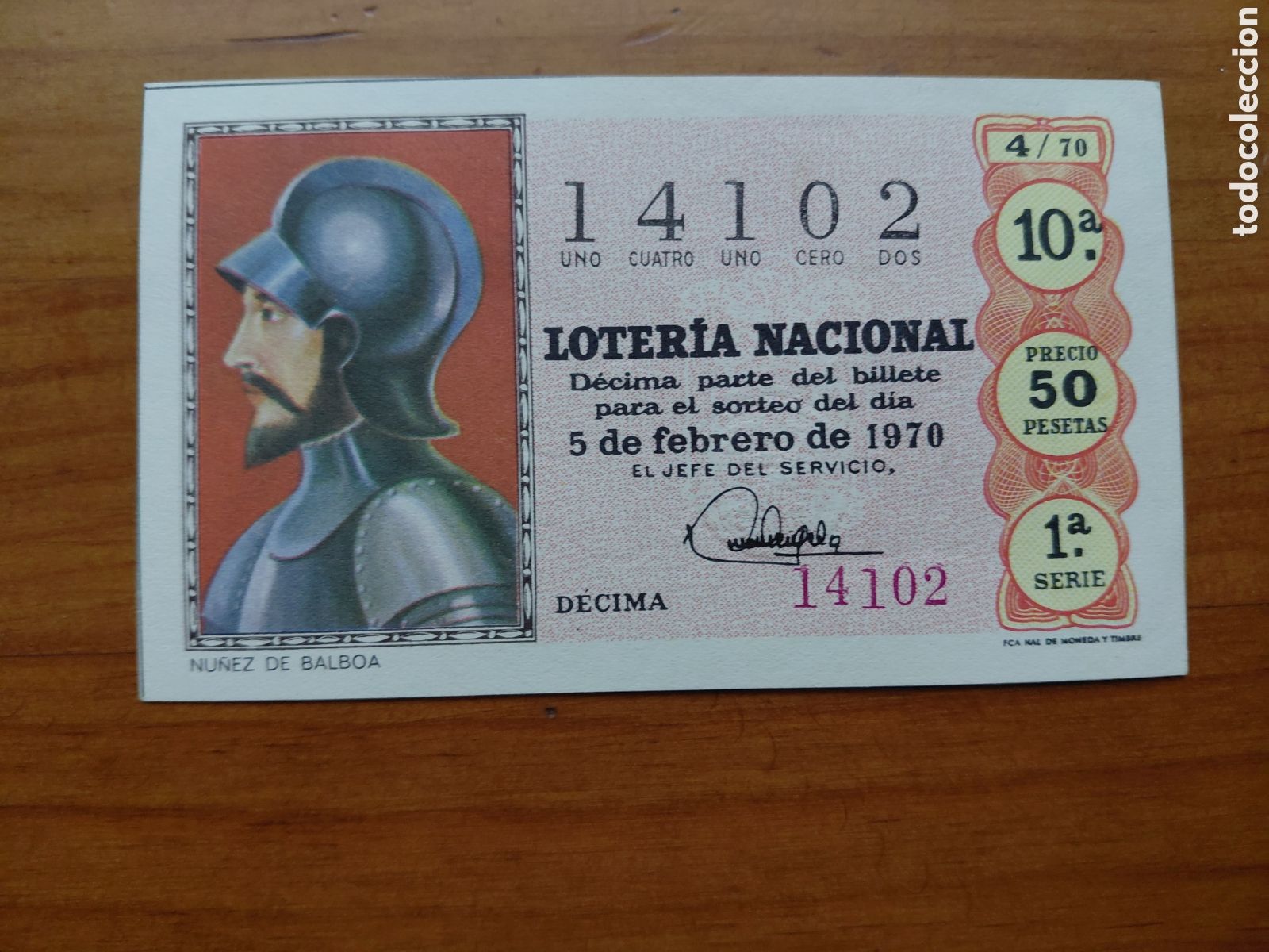National Spanish Lottery: D&eacute;cimo de loter&iacute;a, sorteo del d&iacute;a 5 de febrero de 1970
