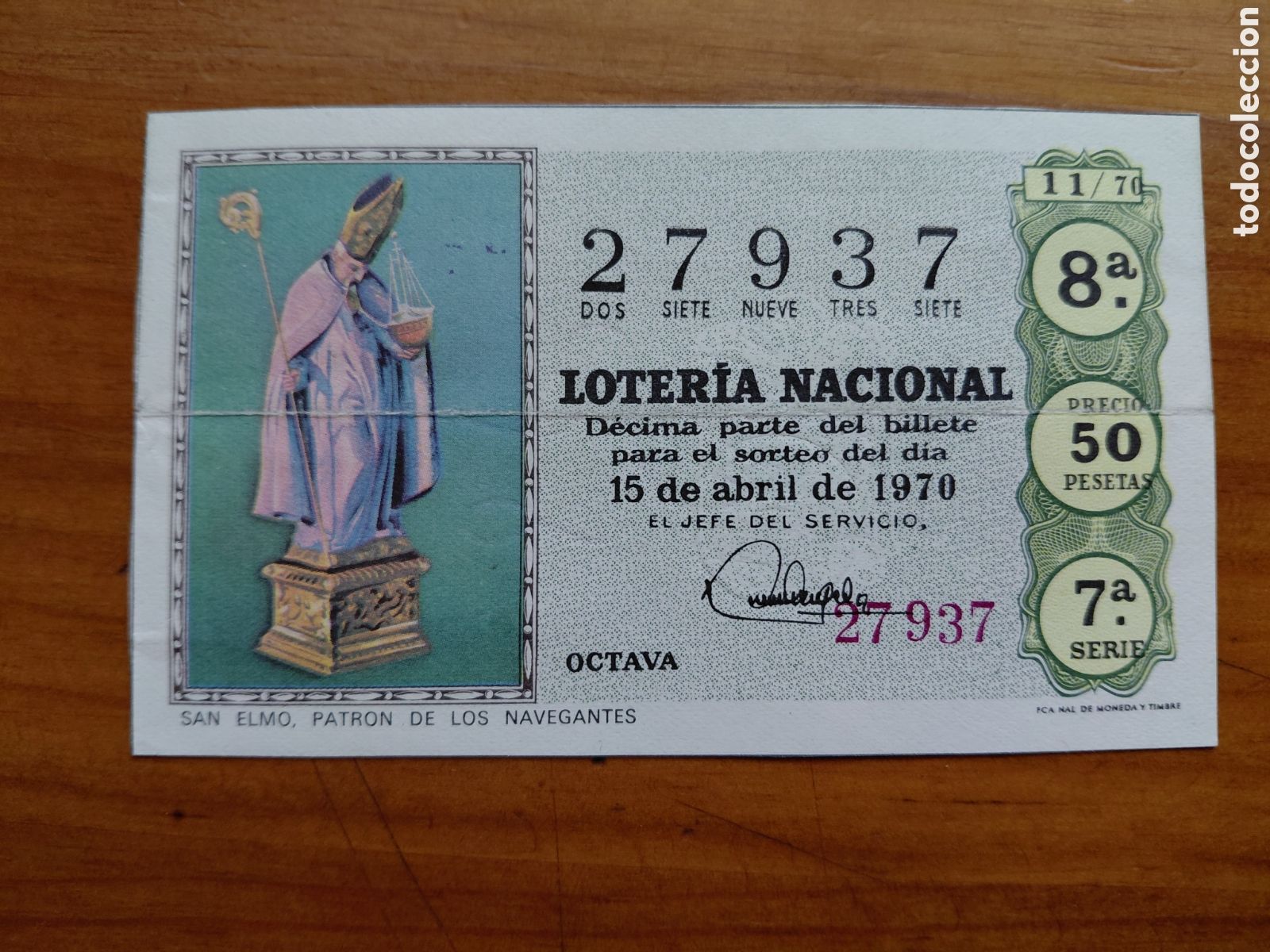 National Spanish Lottery: D&eacute;cimo de loter&iacute;a, sorteo del d&iacute;a 15 de abril de 1970
