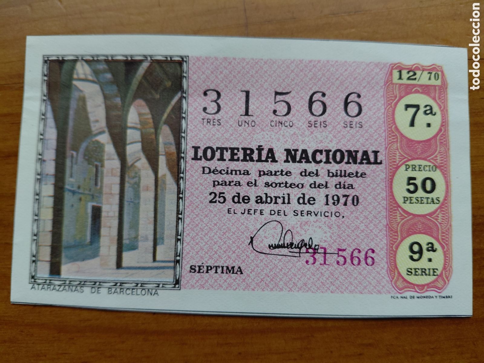 National Spanish Lottery: D&eacute;cimo de loter&iacute;a, sorteo del d&iacute;a 25 de abril de 1970