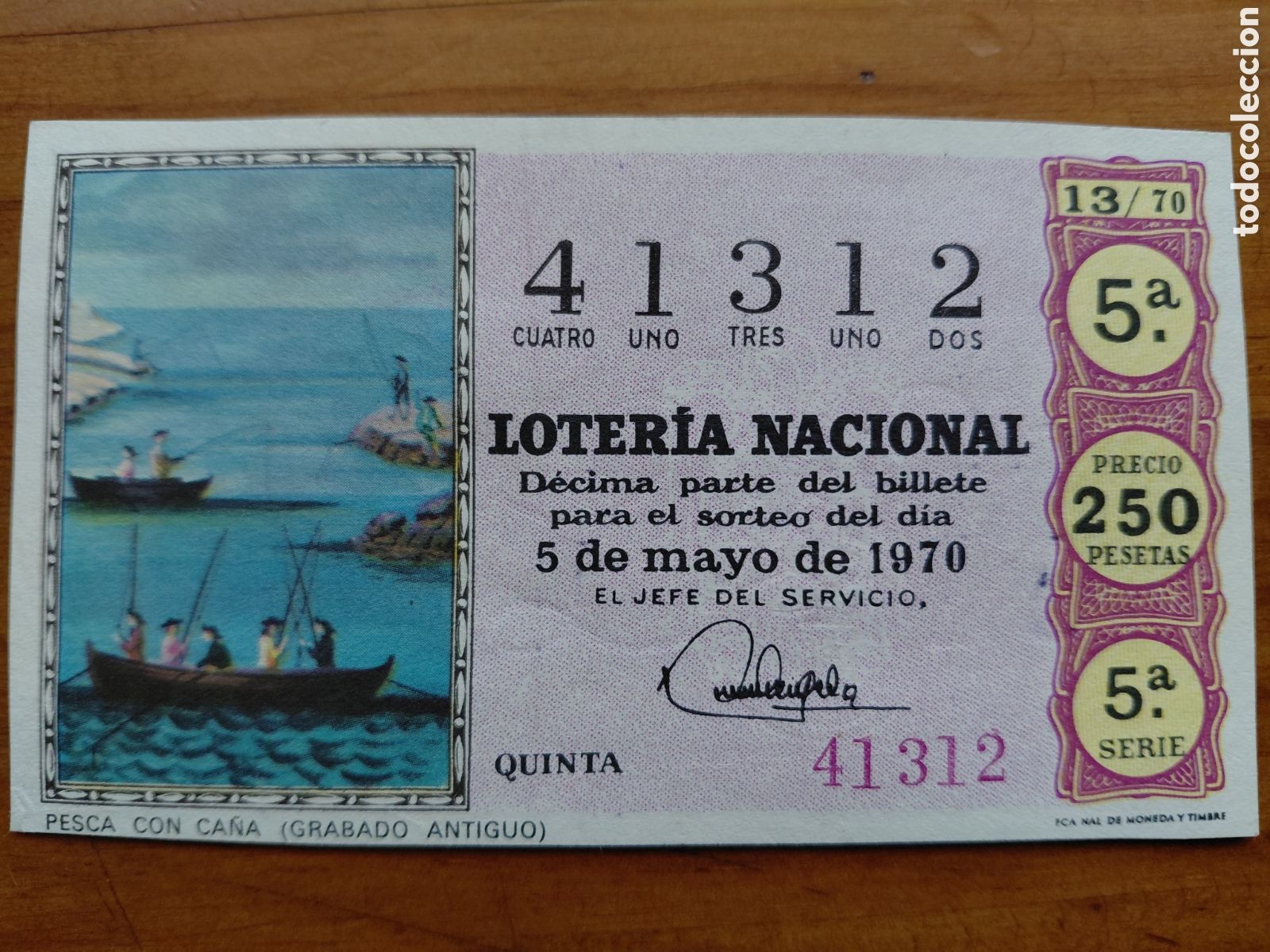 National Spanish Lottery: D&eacute;cimo de loter&iacute;a, sorteo del d&iacute;a 5 de mayo de 1970