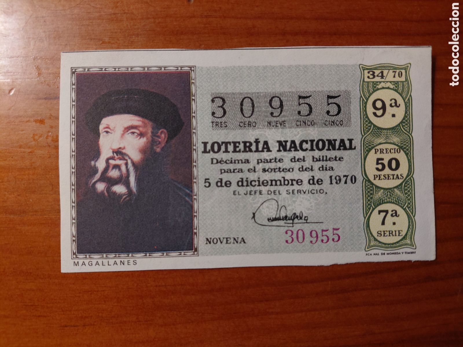 National Spanish Lottery: D&eacute;cimo de loter&iacute;a, sorteo del 5 de diciembre de 1970