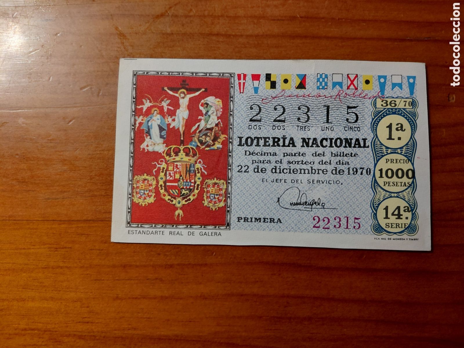 National Spanish Lottery: D&eacute;cimo de loter&iacute;a, sorteo del 22 de diciembre de 1970