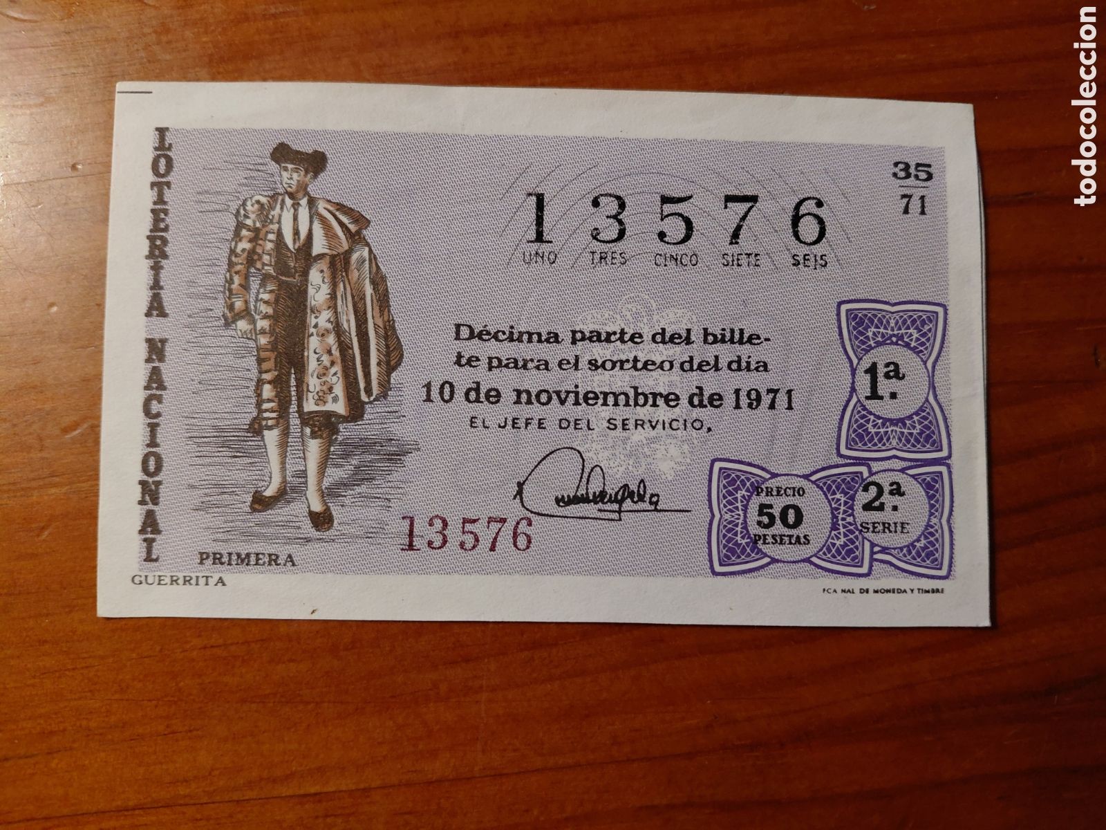 National Spanish Lottery: D&eacute;cimo de loter&iacute;a, sorteo del d&iacute;a 10 de noviembre de 1971