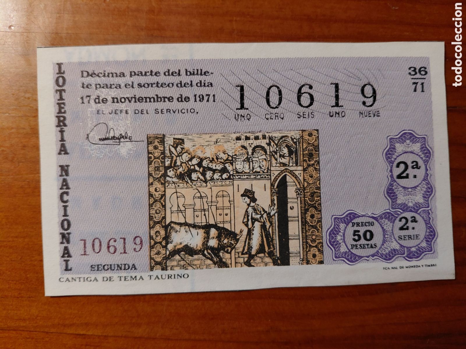 National Spanish Lottery: D&eacute;cimo de loter&iacute;a, sorteo del d&iacute;a 17 de noviembre de 1971