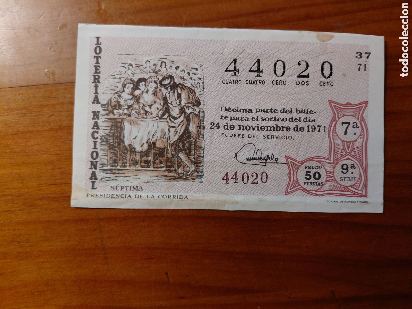 National Spanish Lottery: D&eacute;cimo de loter&iacute;a, sorteo del d&iacute;a 24 de noviembre de 1971