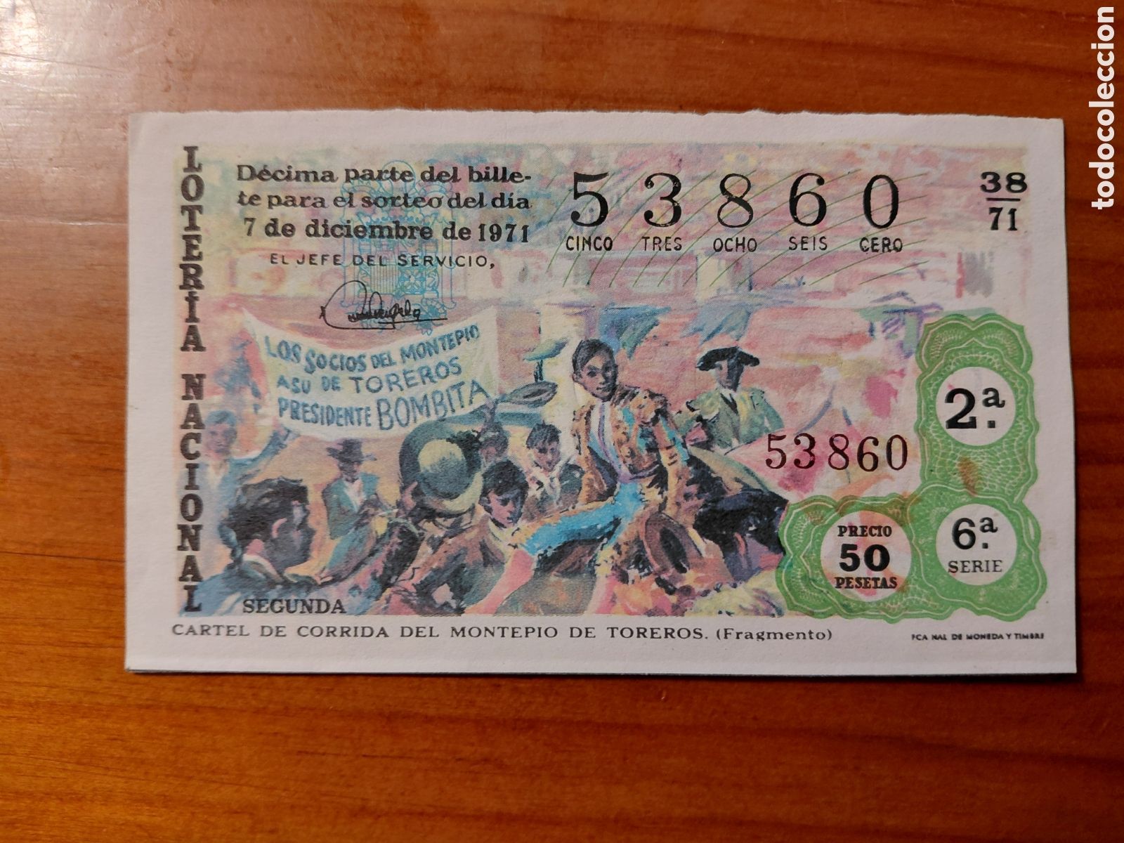 National Spanish Lottery: D&eacute;cimo de loter&iacute;a, sorteo del d&iacute;a 7 de diciembre de 1971