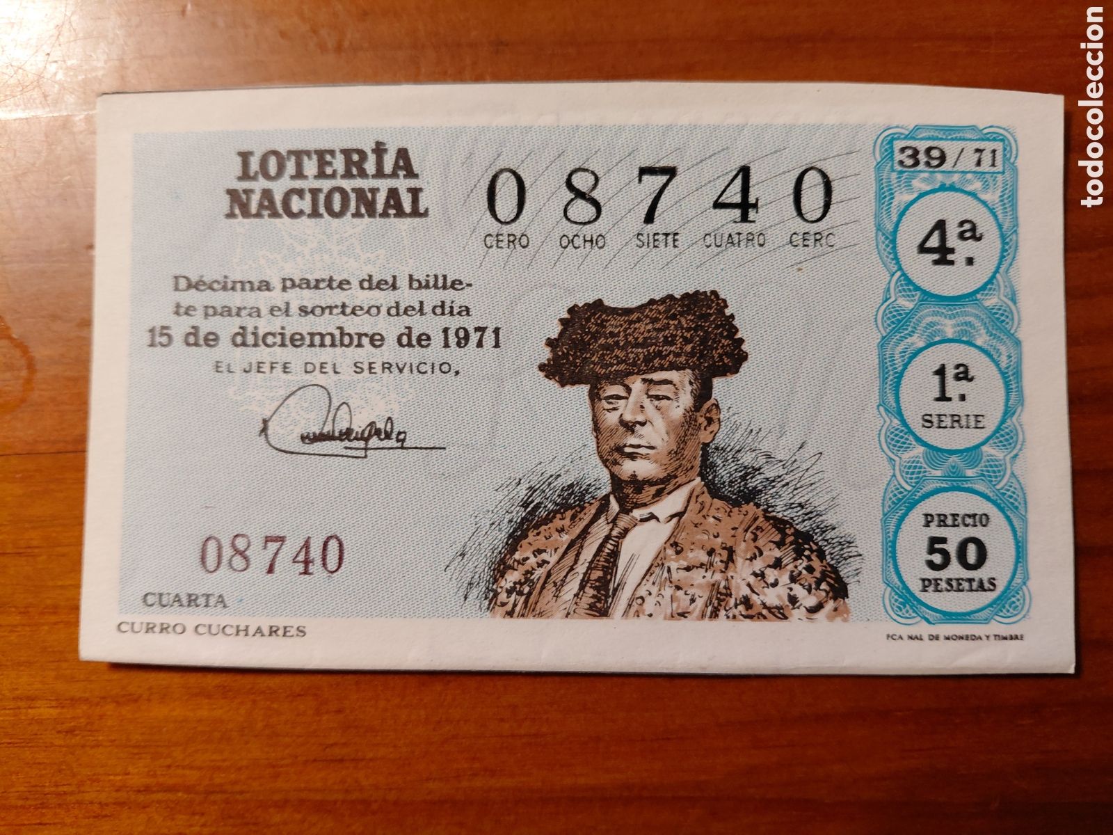 National Spanish Lottery: D&eacute;cimo de loter&iacute;a, sorteo del d&iacute;a 15 de diciembre de 1971