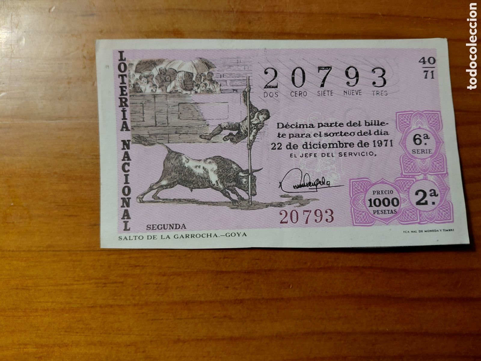 National Spanish Lottery: D&eacute;cimo de loter&iacute;a, sorteo del d&iacute;a 22 de diciembre de 1971