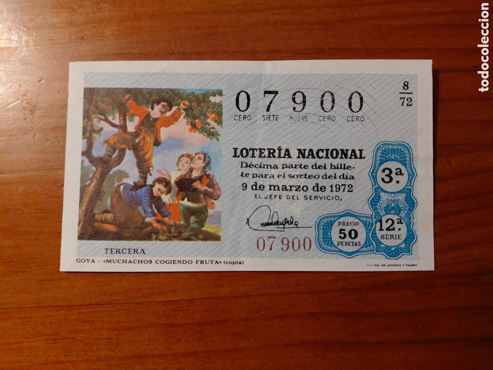 National Spanish Lottery: D&eacute;cimo de loter&iacute;a, sorteo del d&iacute;a 9 de marzo de 1972