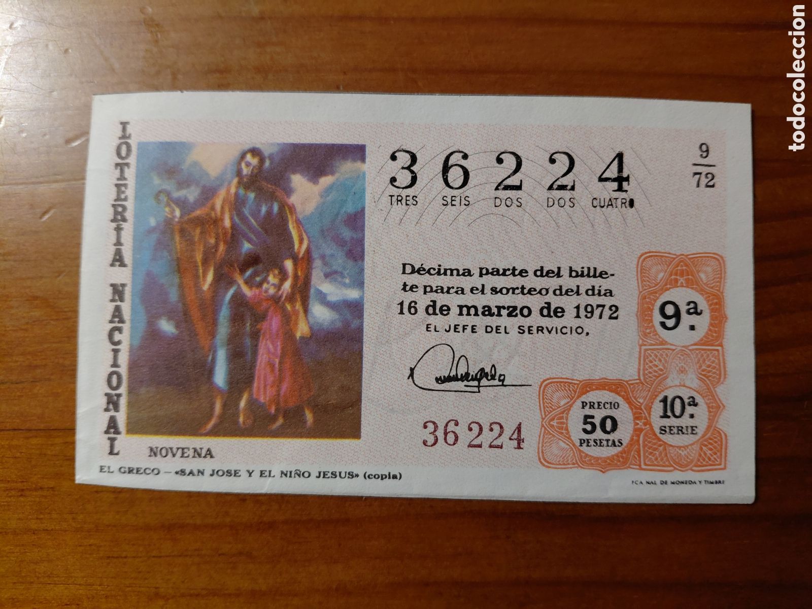 National Spanish Lottery: D&eacute;cimo de loter&iacute;a, sorteo del d&iacute;a 16 de marzo de 1972