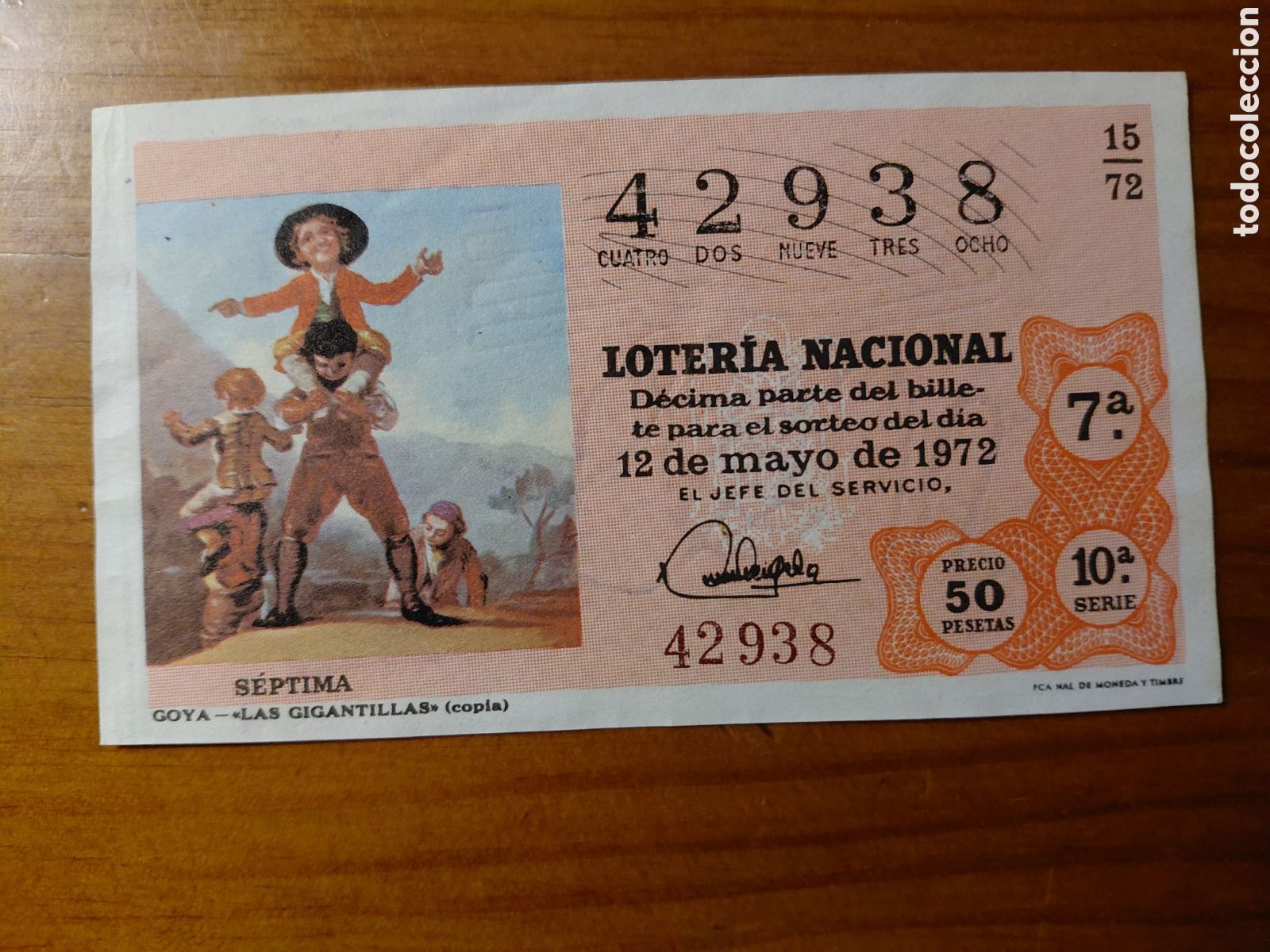 National Spanish Lottery: D&eacute;cimo de loter&iacute;a, sorteo del d&iacute;a 12 de mayo de 1972