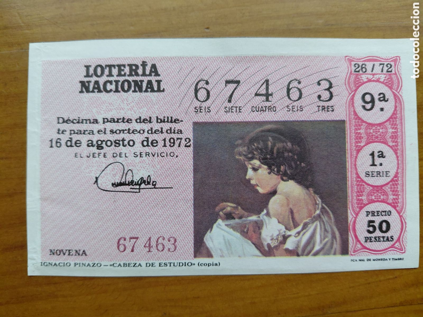 National Spanish Lottery: D&eacute;cimo de loter&iacute;a, sorteo del d&iacute;a 16 de agosto de 1972