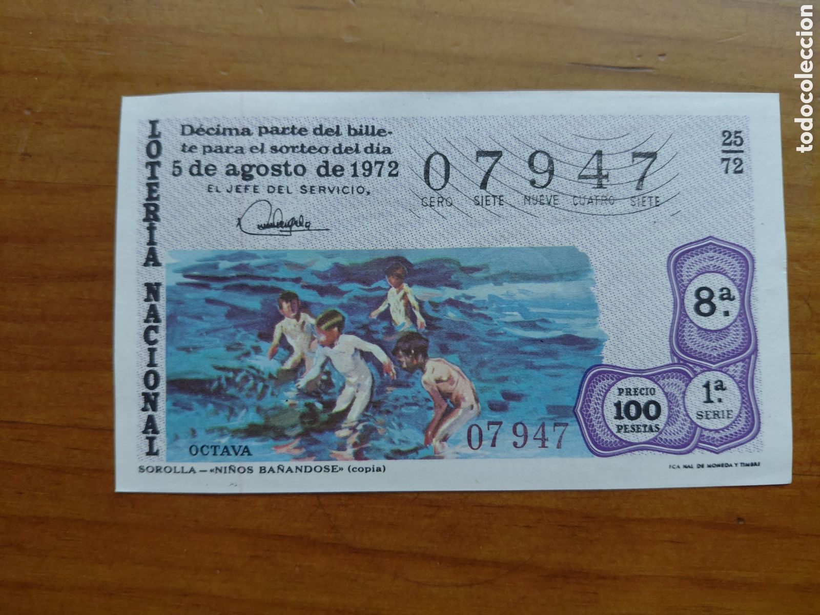National Spanish Lottery: D&eacute;cimo de loter&iacute;a, sorteo del d&iacute;a 5 de septiembre de 1972
