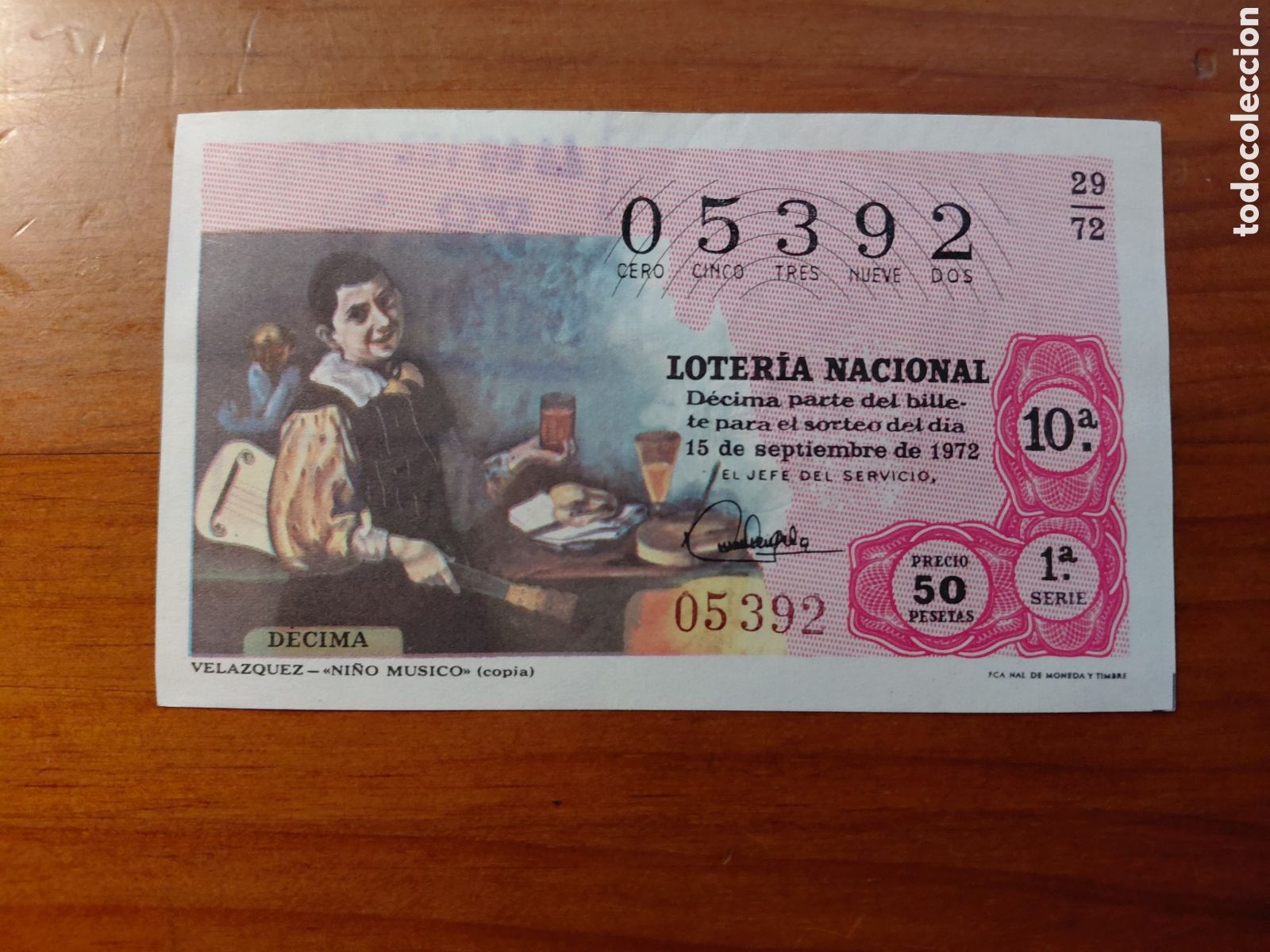National Spanish Lottery: D&eacute;cimo de loter&iacute;a, sorteo del d&iacute;a 15 de septiembre de 1972
