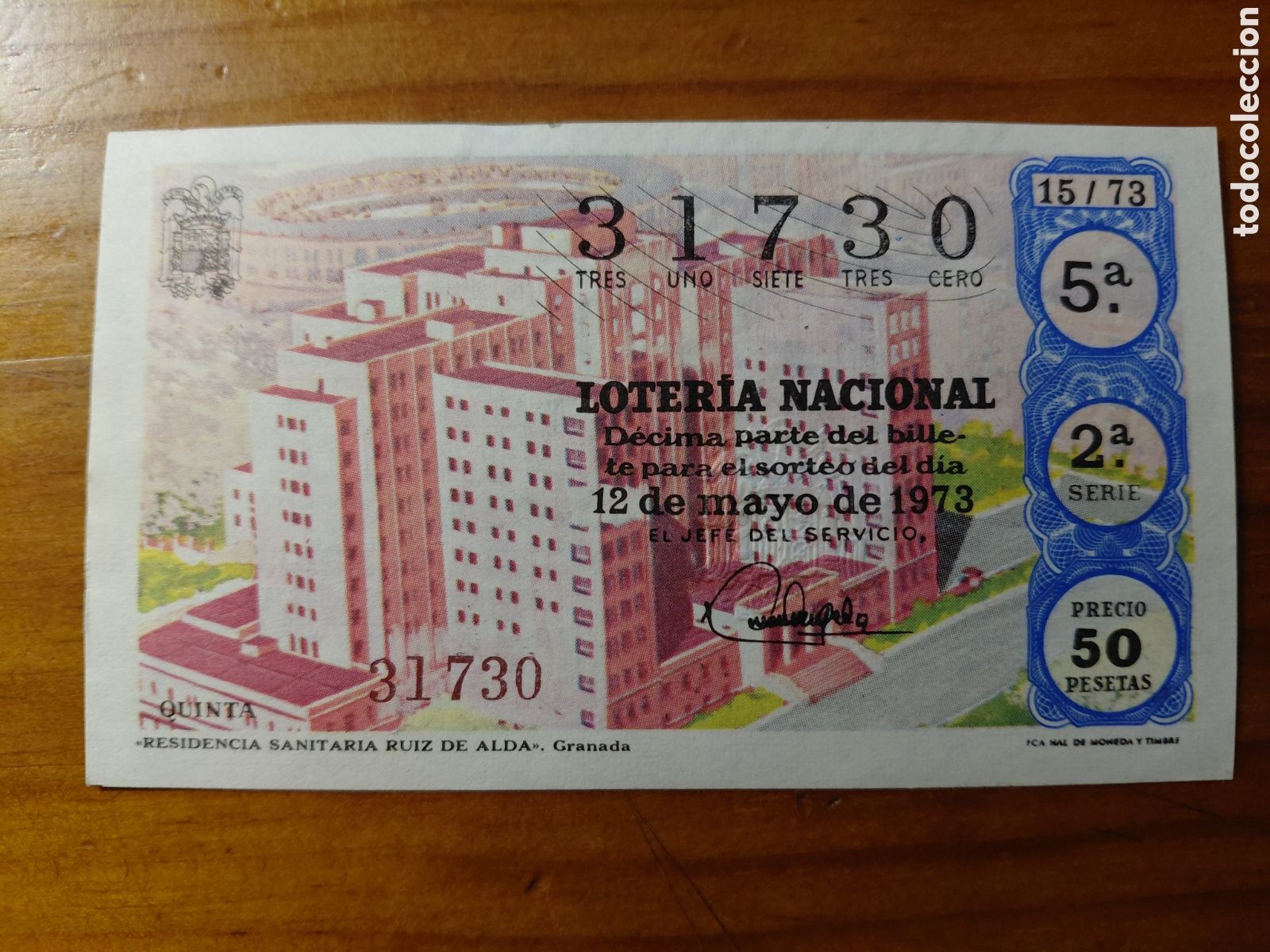 National Spanish Lottery: D&eacute;cimo de loter&iacute;a, sorteo del d&iacute;a 12 de mayo de 1973