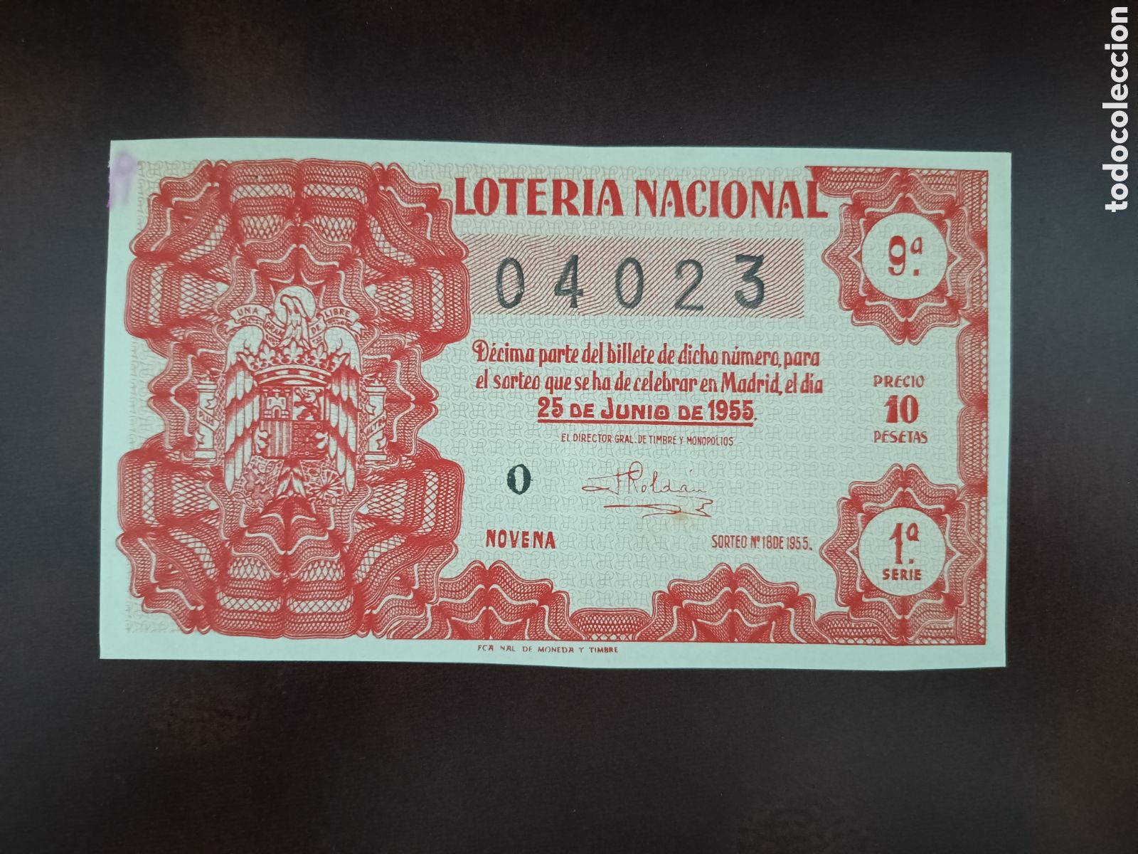 Nationale spanische Lotterie: LOTER&Iacute;A NACIONAL N&ordm; 04023 - 25 DE JUNIO DE 1955 - SORTEO N&ordm; 18