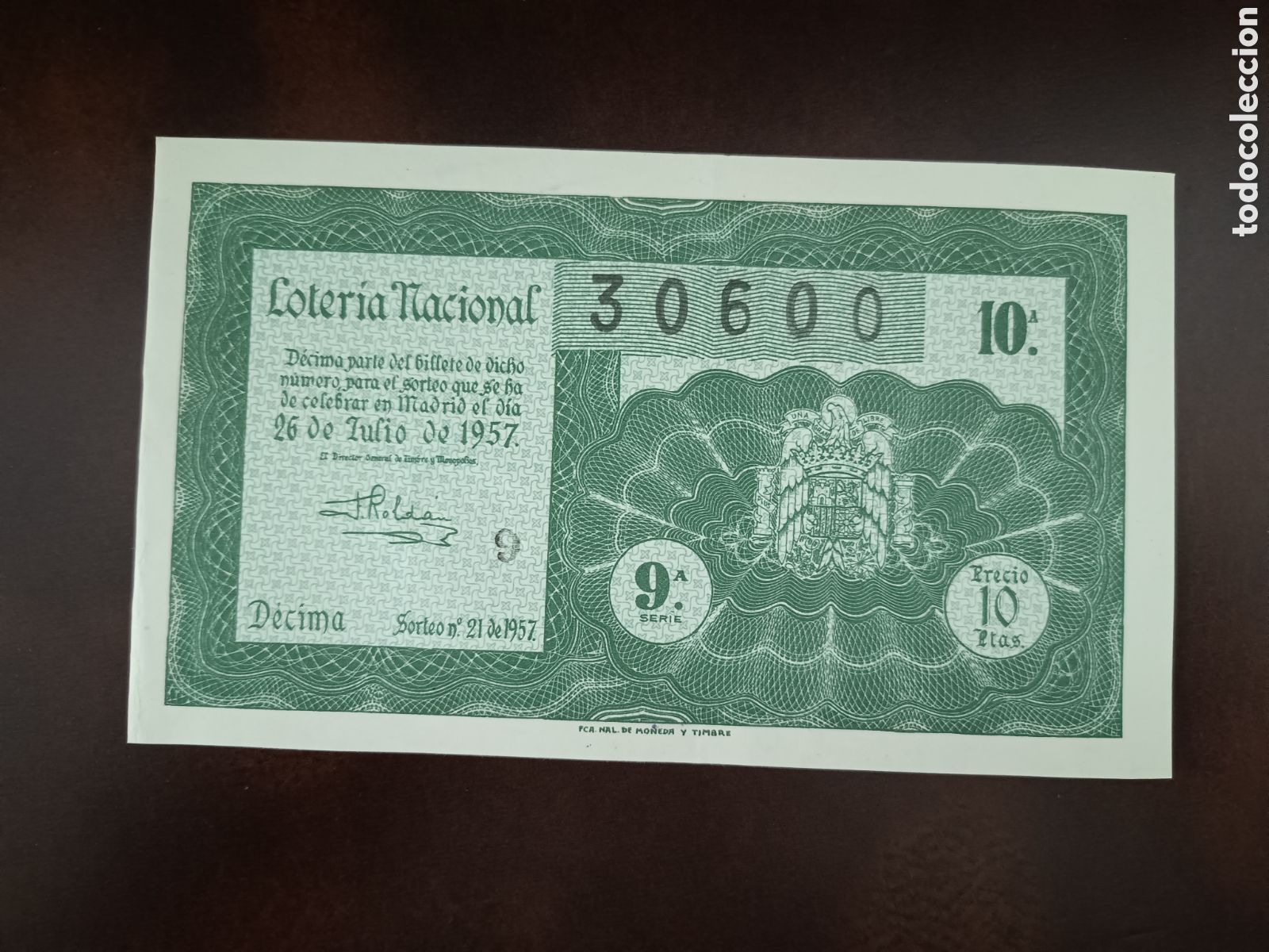 National Spanish Lottery: LOTER&Iacute;A NACIONAL N&ordm; 30600 - 26 DE JULIO DE 1957 - SORTEO N&ordm; 21