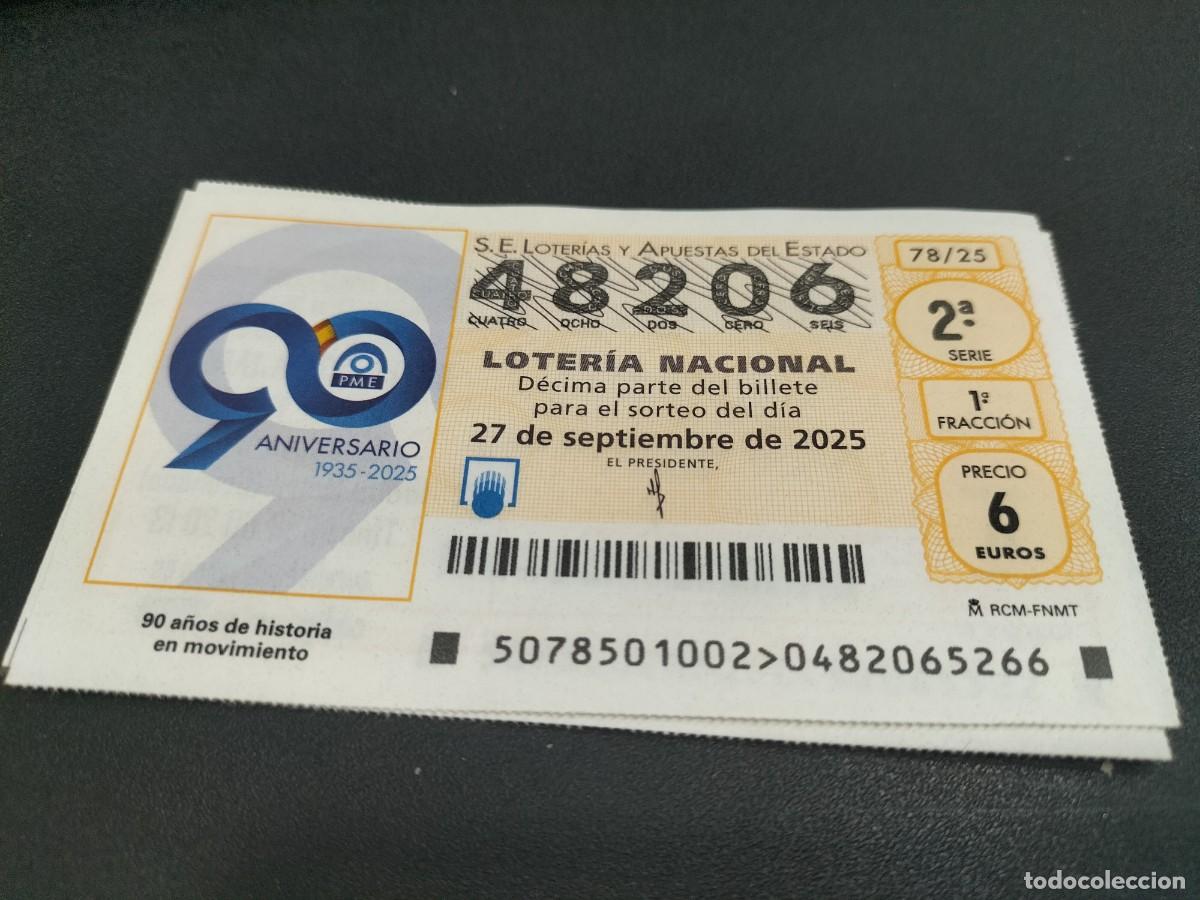 National Spanish Lottery: 1 DECIMO LOTERIA NACIONAL SABADO 27 SEPTIEMBRE 2025 78/25 PARQUE MOVIL ESTADO 90 ANIVERARIO