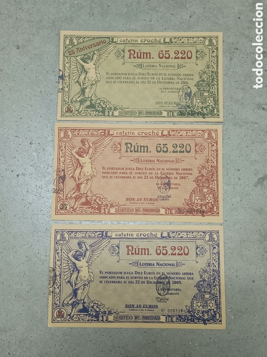 National Spanish Lottery: 3 PARTICIPACIONES CAFET&Iacute;N CROCH&Eacute; - SORTEO 22 DE DICIEMBRE DE 2006 - 2007 - 2008