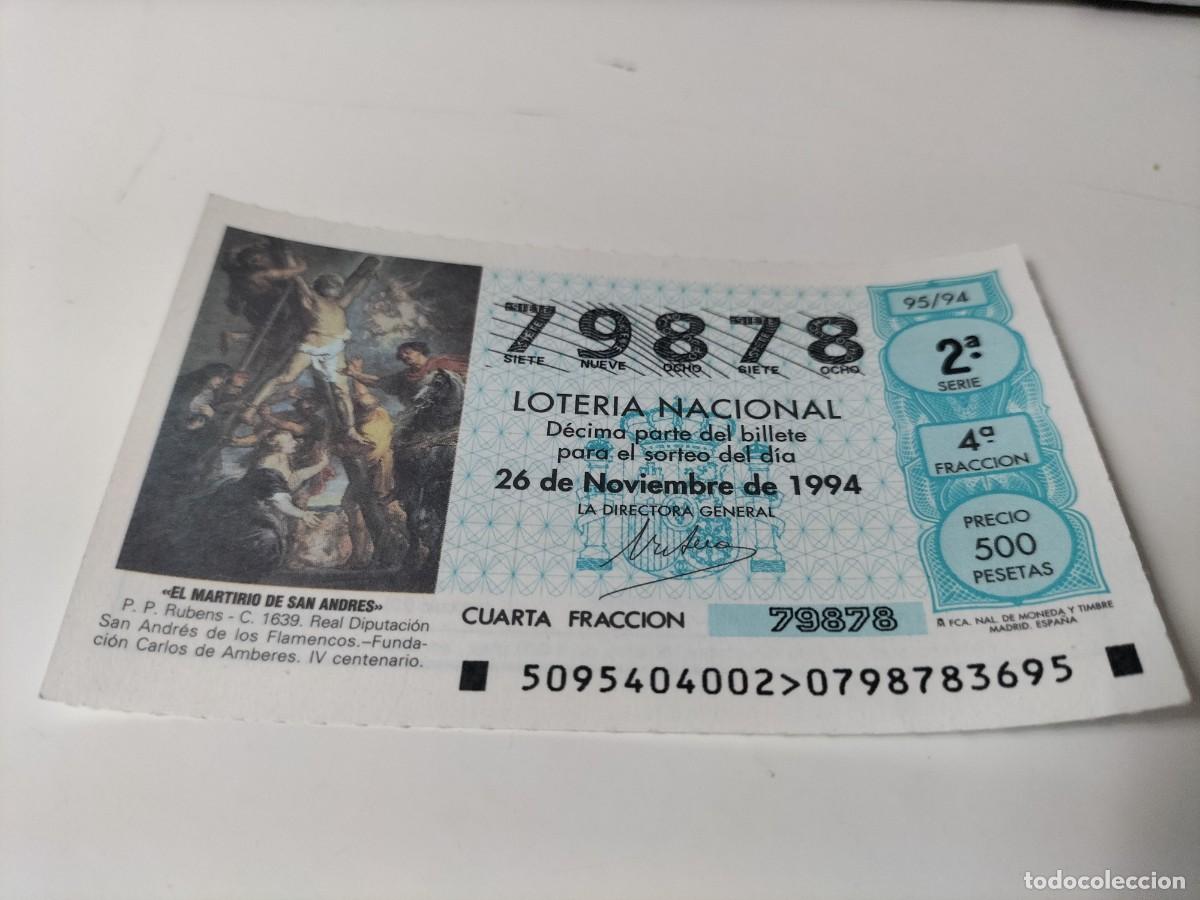 National Spanish Lottery: 1 DECIMO LOTERIA DEL SABADO - 26 NOVIEMBRE 1994 - 95/94 - EL MARTIRIO DE SAN ANDRES ( RUBENS )