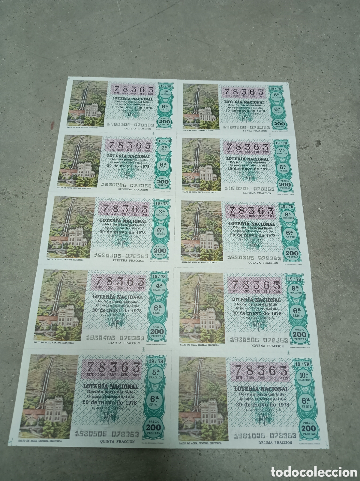 Nationale spanische Lotterie: PLIEGO LOTER&Iacute;A NACIONAL- 10 D&Eacute;CIMOS - N&ordm; 78363 - SORTEO 19/78 - 20 MAYO 1978