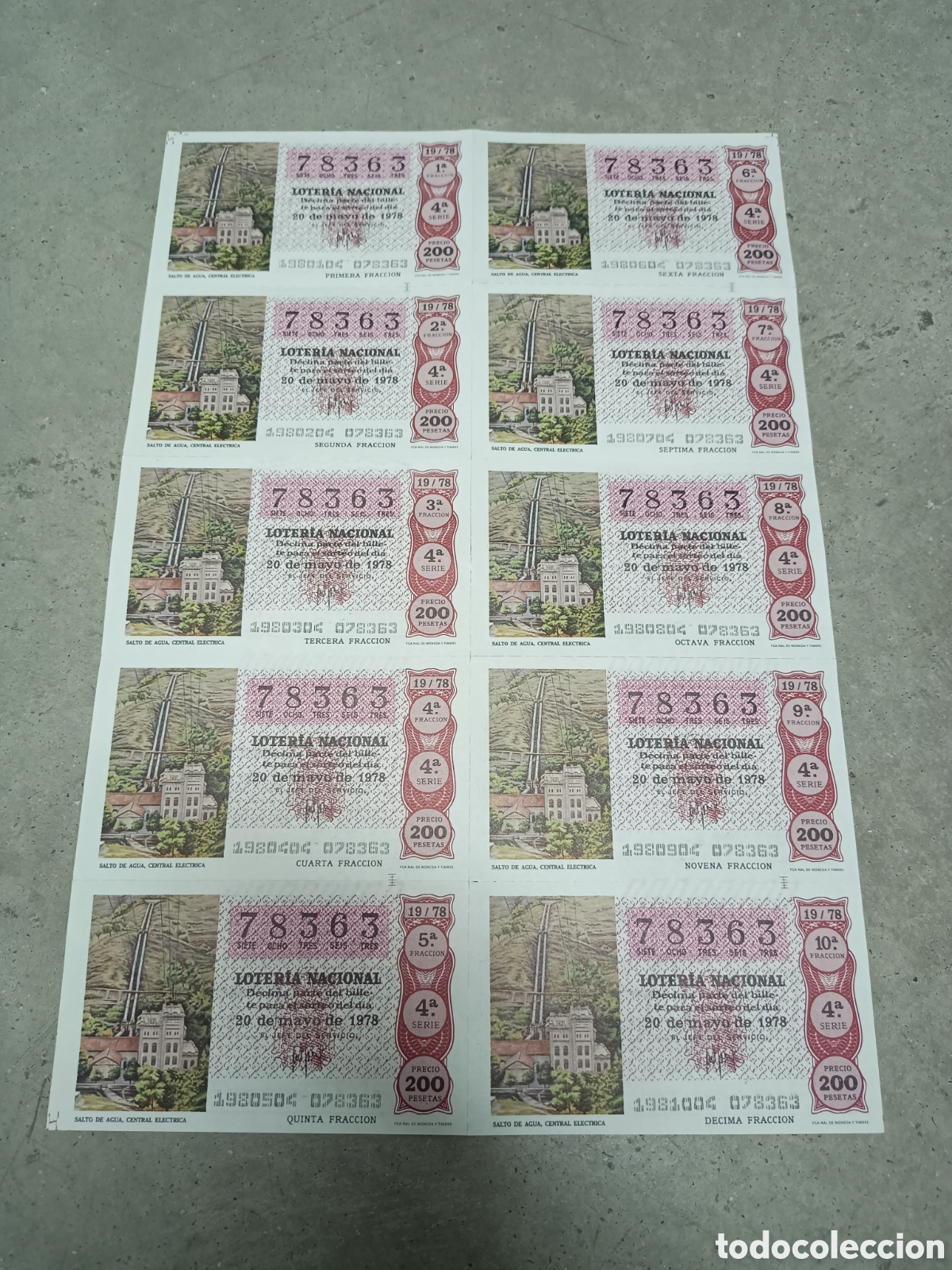 Nationale spanische Lotterie: PLIEGO LOTER&Iacute;A NACIONAL- 10 D&Eacute;CIMOS - N&ordm; 78363 - SORTEO 19/78 - 20 MAYO 1978