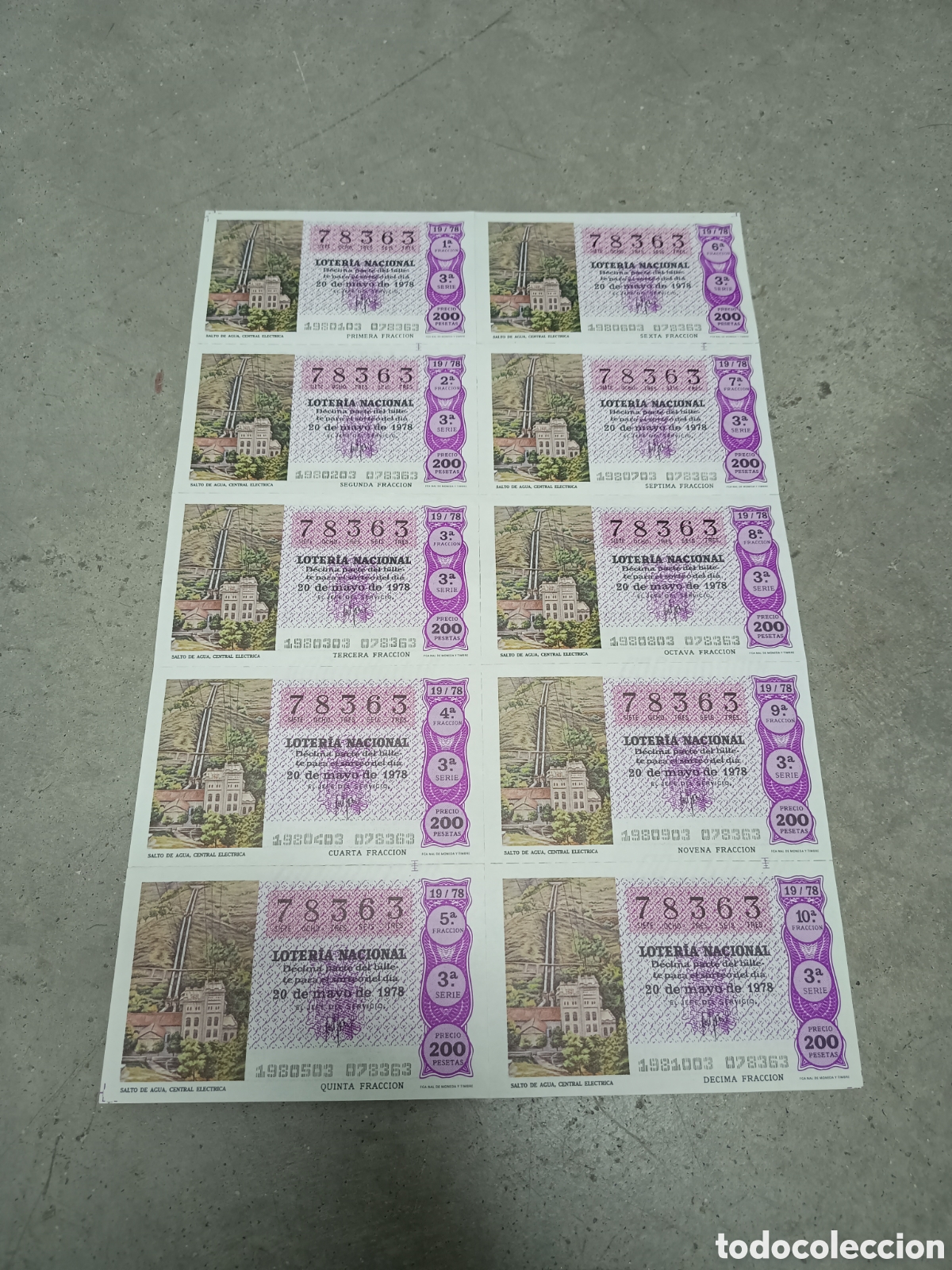 Nationale spanische Lotterie: PLIEGO LOTER&Iacute;A NACIONAL- 10 D&Eacute;CIMOS - N&ordm; 78363 - SORTEO 19/78 - 20 MAYO 1978