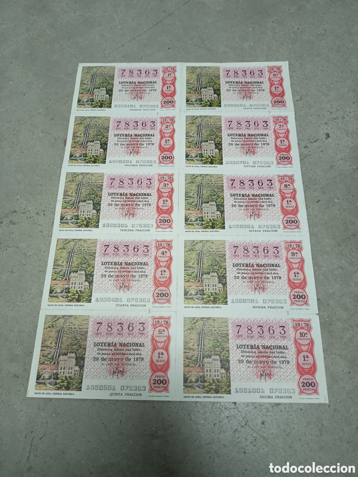 Nationale spanische Lotterie: PLIEGO LOTER&Iacute;A NACIONAL- 10 D&Eacute;CIMOS - N&ordm; 78363 - SORTEO 19/78 - 20 MAYO 1978