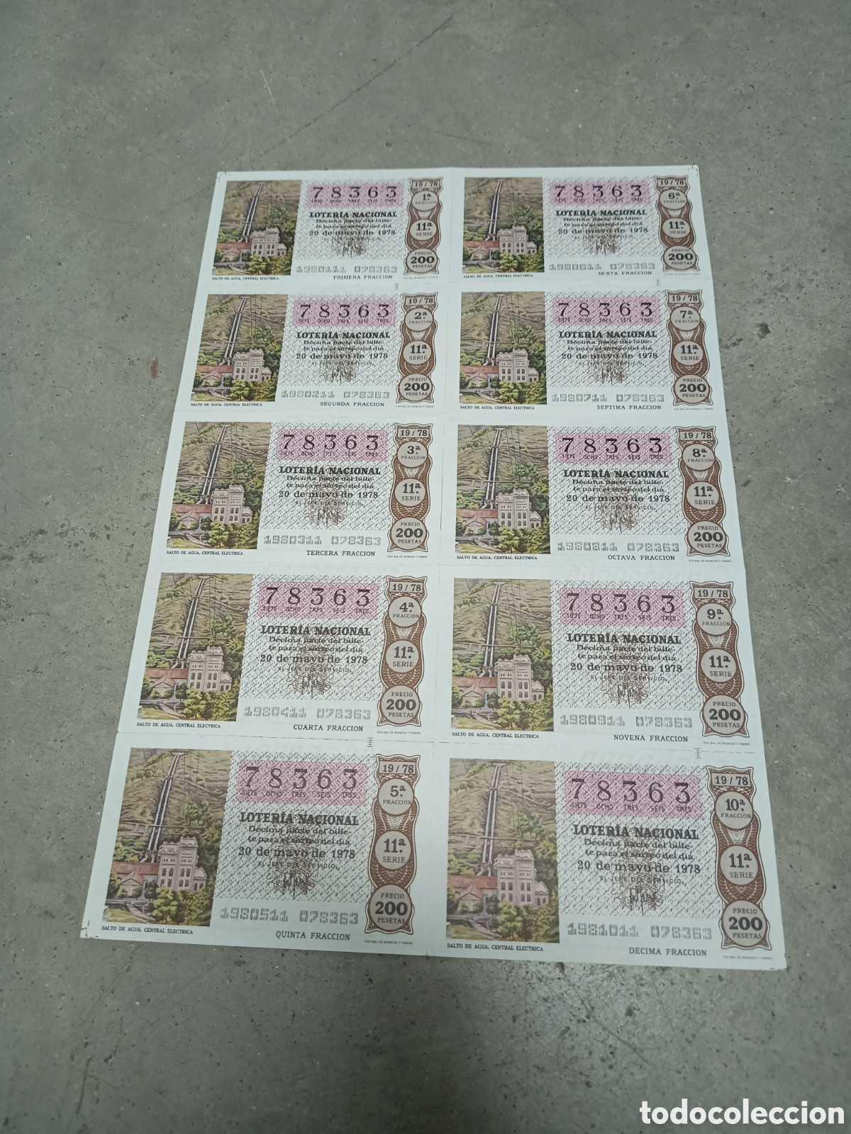 Nationale spanische Lotterie: PLIEGO LOTER&Iacute;A NACIONAL- 10 D&Eacute;CIMOS - N&ordm; 78363 - SORTEO 19/78 - 20 MAYO 1978