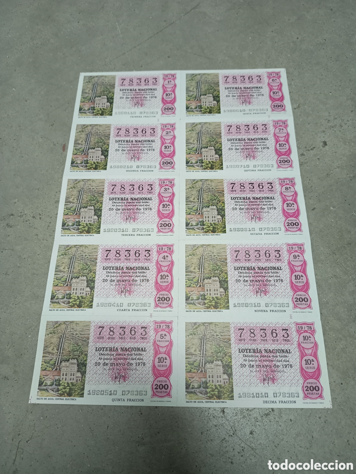 Nationale spanische Lotterie: PLIEGO LOTER&Iacute;A NACIONAL- 10 D&Eacute;CIMOS - N&ordm; 78363 - SORTEO 19/78 - 20 MAYO 1978