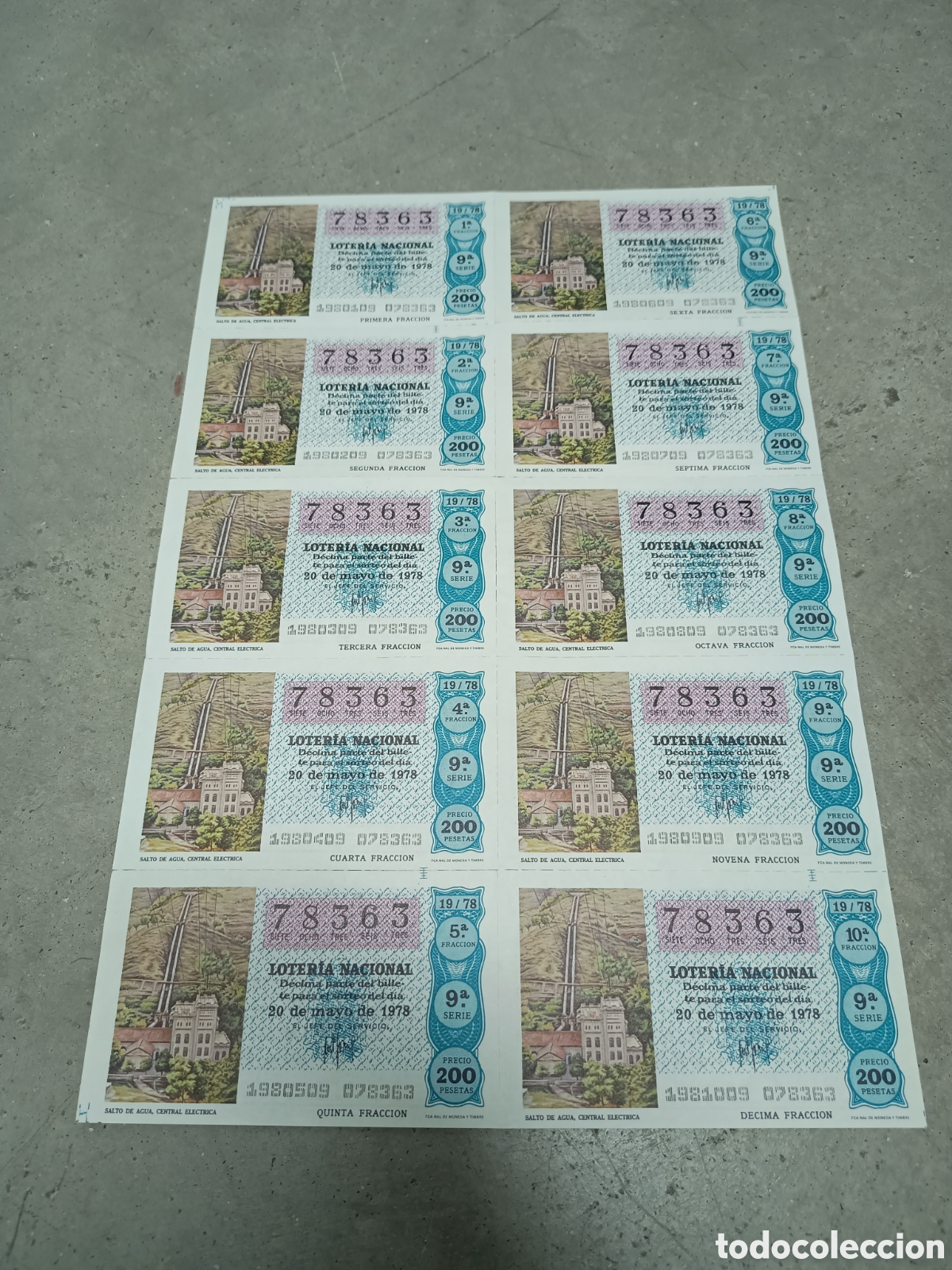 Nationale spanische Lotterie: PLIEGO LOTER&Iacute;A NACIONAL- 10 D&Eacute;CIMOS - N&ordm; 78363 - SORTEO 19/78 - 20 MAYO 1978