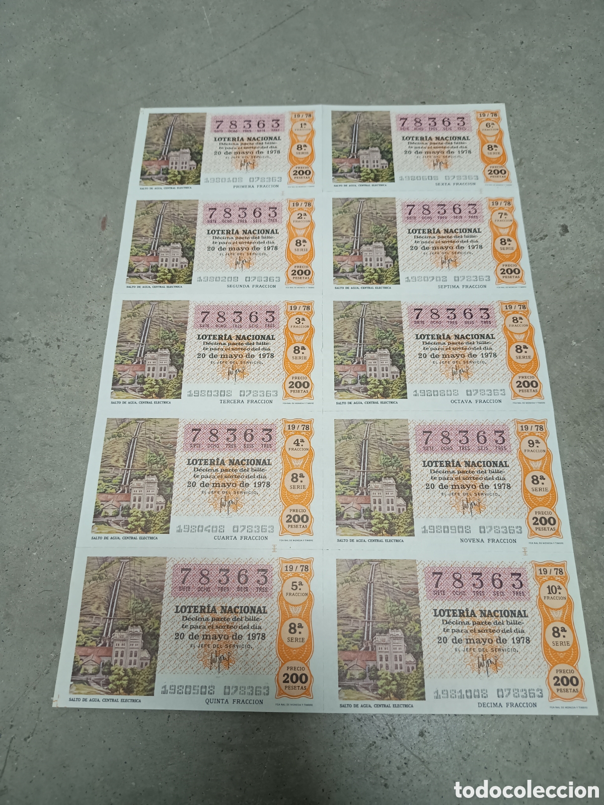 Nationale spanische Lotterie: PLIEGO LOTER&Iacute;A NACIONAL- 10 D&Eacute;CIMOS - N&ordm; 78363 - SORTEO 19/78 - 20 MAYO 1978