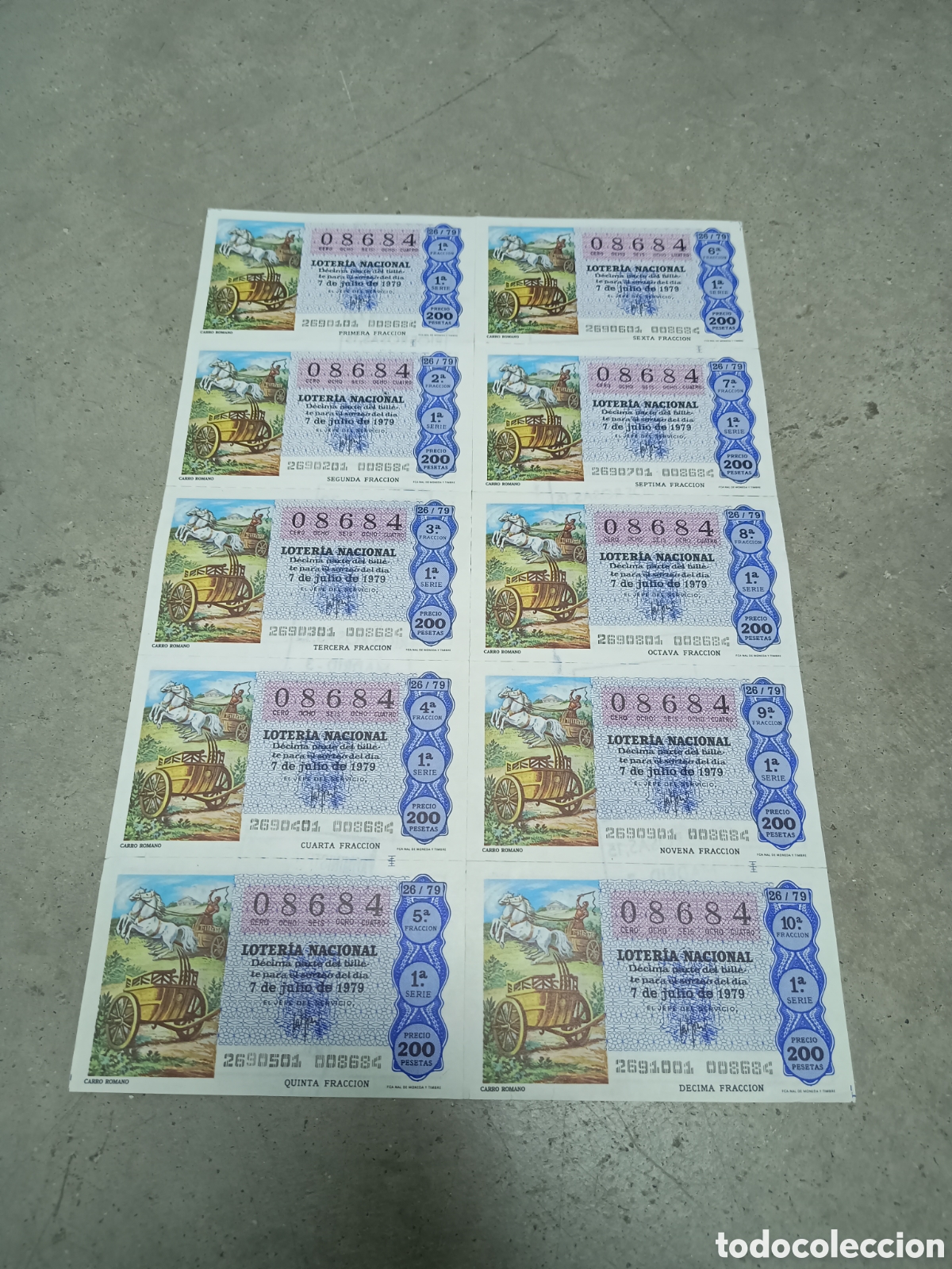 Loter&iacute;a Nacional: PLIEGO LOTER&Iacute;A NACIONAL- 10 D&Eacute;CIMOS - N&ordm; 08684 - SORTEO 26/79 - 7 JULIO 1979