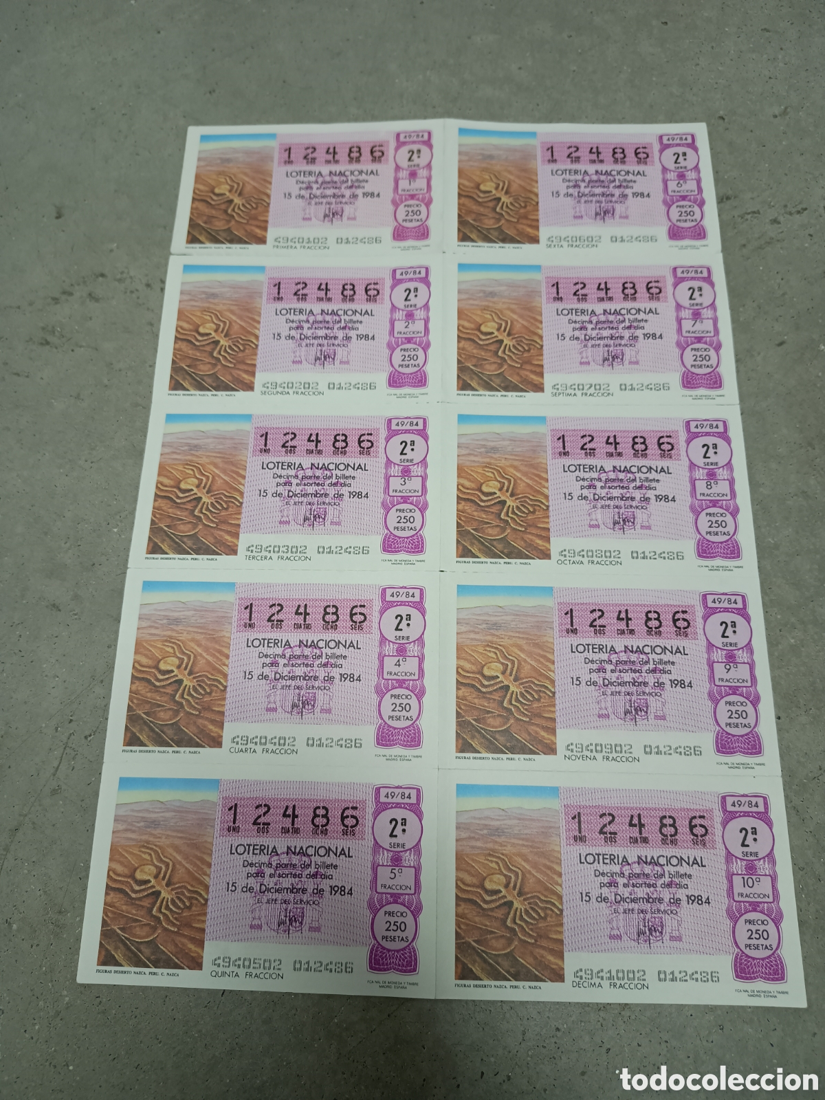 National Spanish Lottery: PLIEGO LOTER&Iacute;A NACIONAL- 10 D&Eacute;CIMOS - N&ordm; 12486 - SORTEO 49/84 - 15 DICIEMBRE 1984