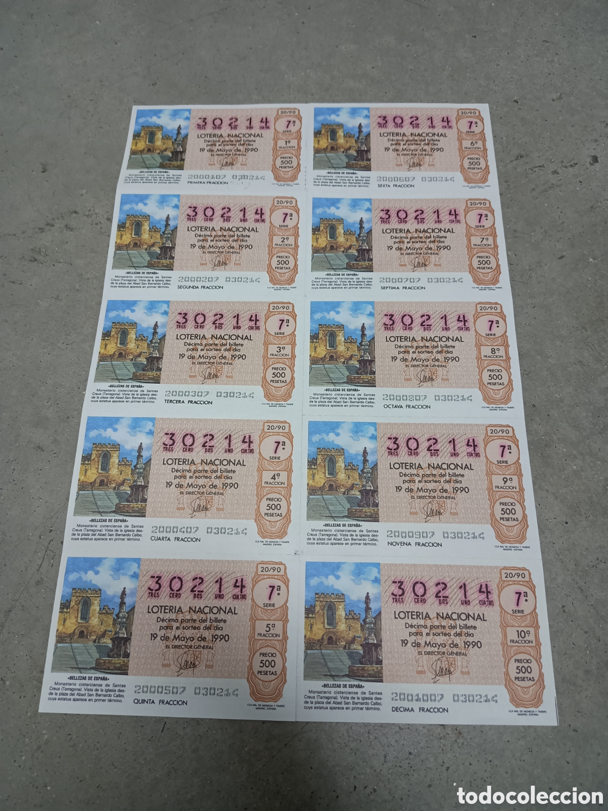 National Spanish Lottery: PLIEGO LOTER&Iacute;A NACIONAL- 10 D&Eacute;CIMOS - N&ordm; 30214 - SORTEO 20/90 - 19 MAYO 1990
