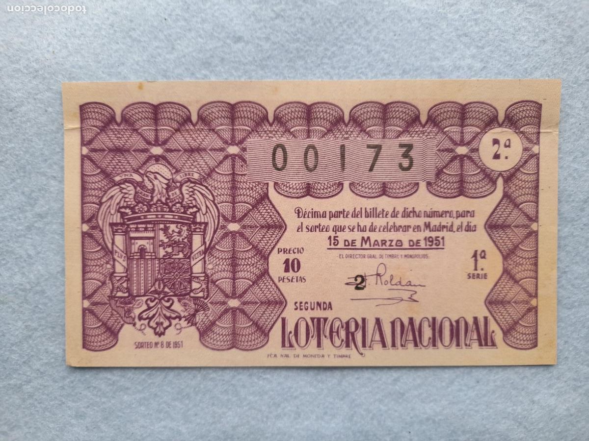 Loter&iacute;a nacional: D&eacute;cimo. Sorteo n&ordm;: 8 de 1951. - Foto 1