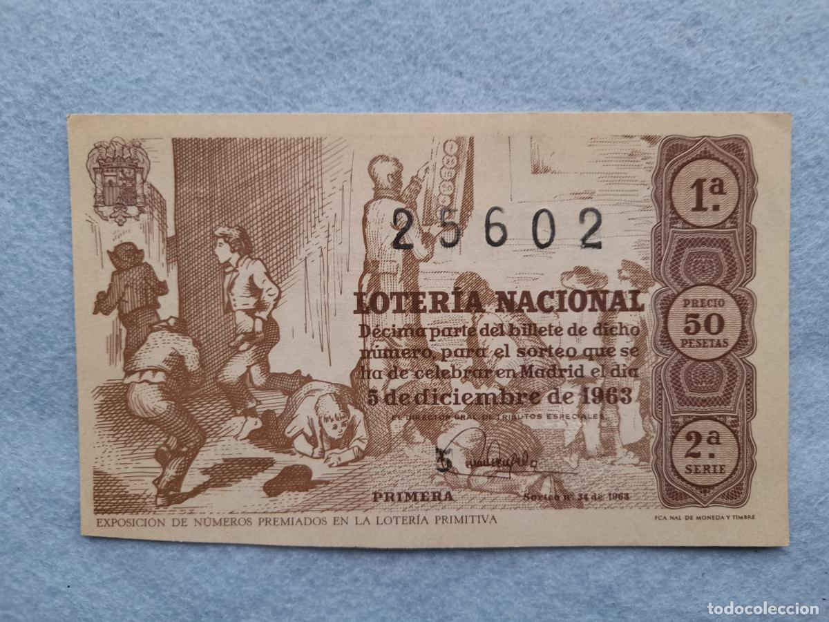 Loter&iacute;a nacional: D&eacute;cimo. Sorteo n&ordm; 34 del a&ntilde;o 1963. - Foto 1