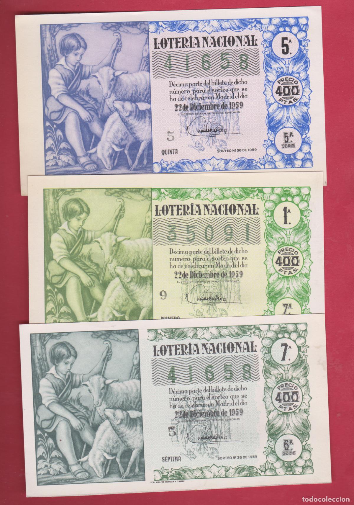 Lotaria Nacional: LOTERIA DOS DECIMOS SORTEO 36 DE 1959 SERIES DIFERENTES