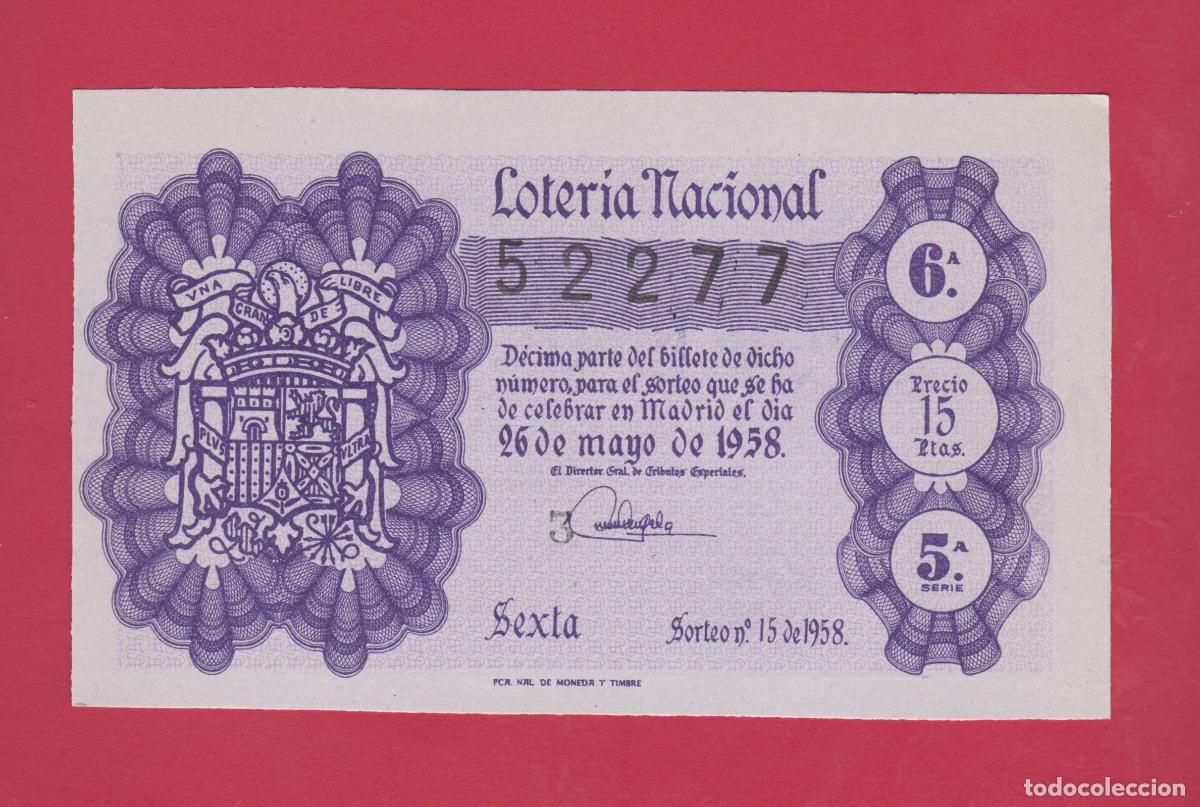 Lotaria Nacional: LOTERIA SORTEO 15 DE 1958