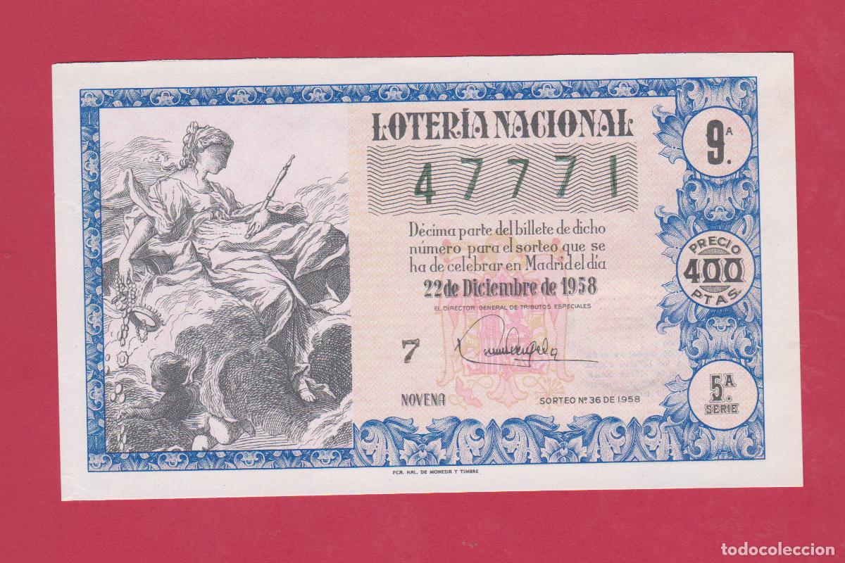 Lotaria Nacional: LOTERIA SORTEO 36 DE 1958