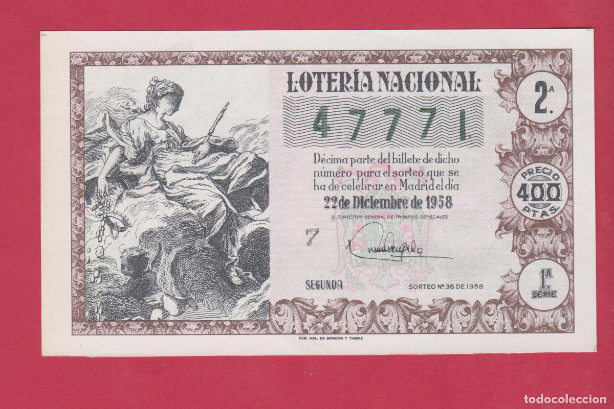 Lotaria Nacional: LOTERIA SORTEO 36 DE 1958
