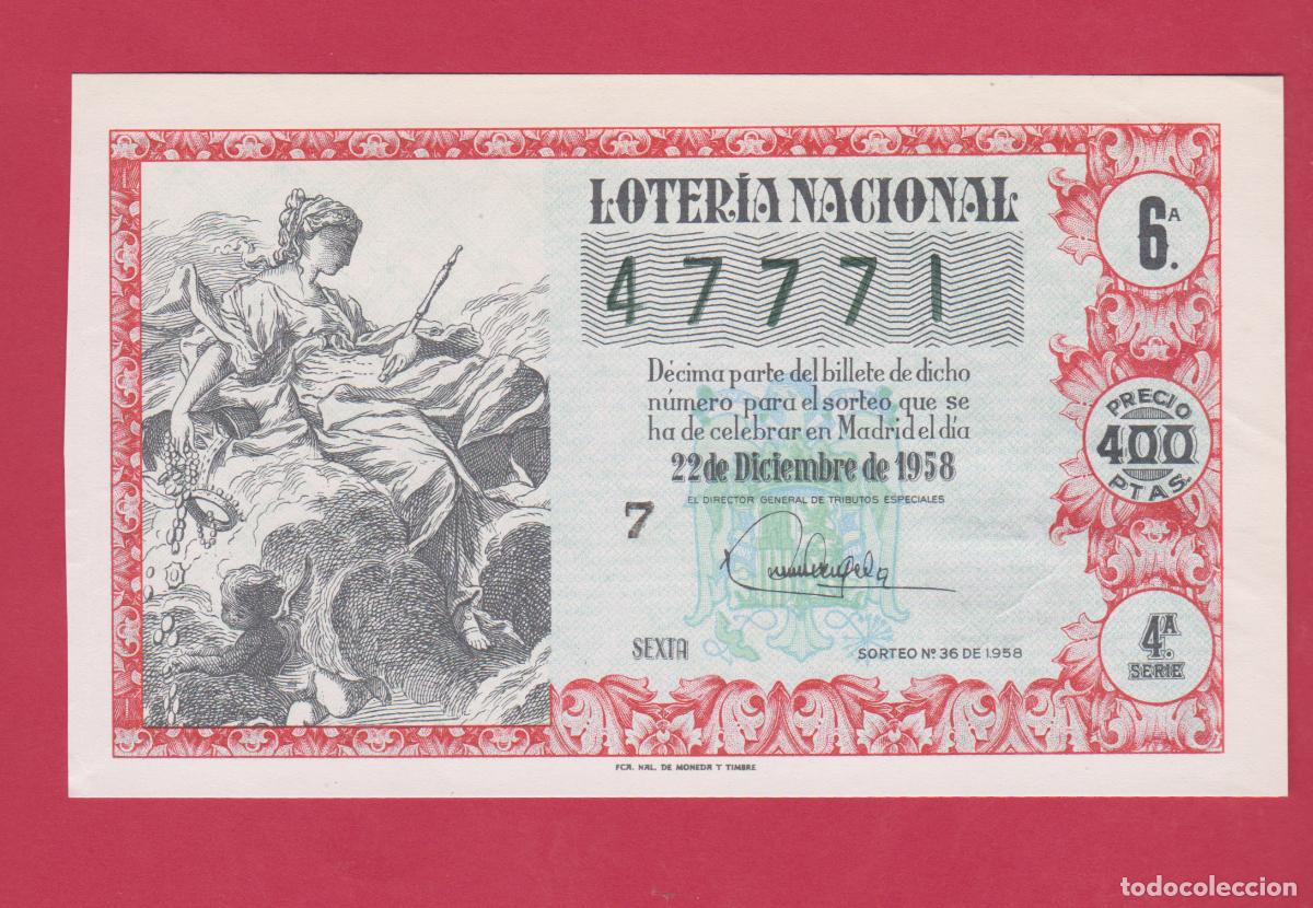 Lotaria Nacional: LOTERIA SORTEO 36 DE 1958