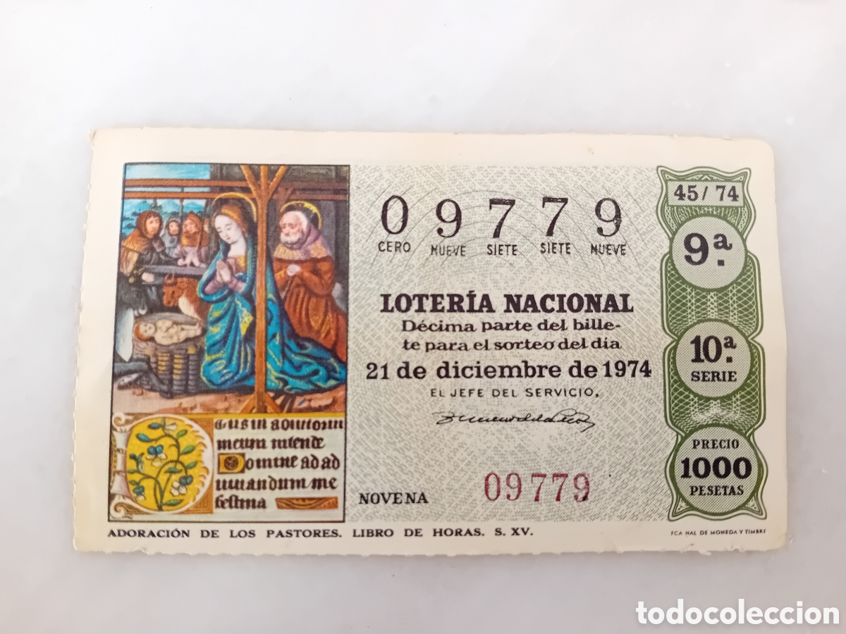 Lotaria Nacional: loteria nacional 1974 adoraci&oacute;n de los pastores Rosal Barcelona