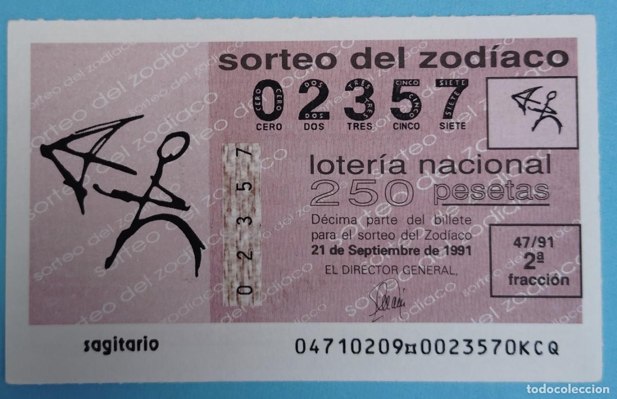 National Spanish Lottery: Loter&iacute;a Nacional, a&ntilde;o 1991 sorteo del zodiaco n&ordm; 47, Sagitario