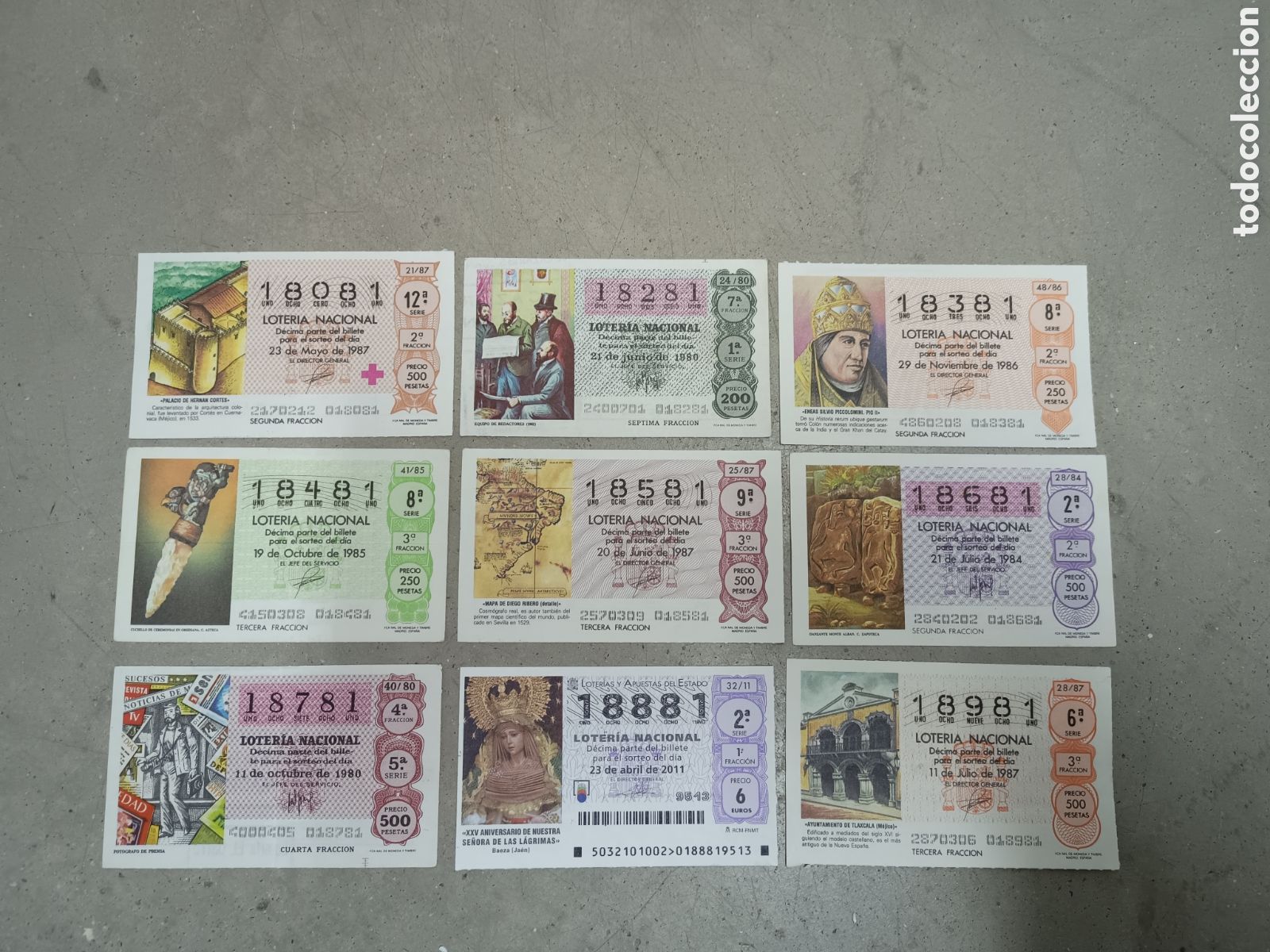Nationale spanische Lotterie: N&Uacute;MEROS CAPIC&Uacute;AS - 18081 A 18981 - PRECIO POR UNIDAD - ME QUEDAN LOS DE LA FOTOGRAF&Iacute;A