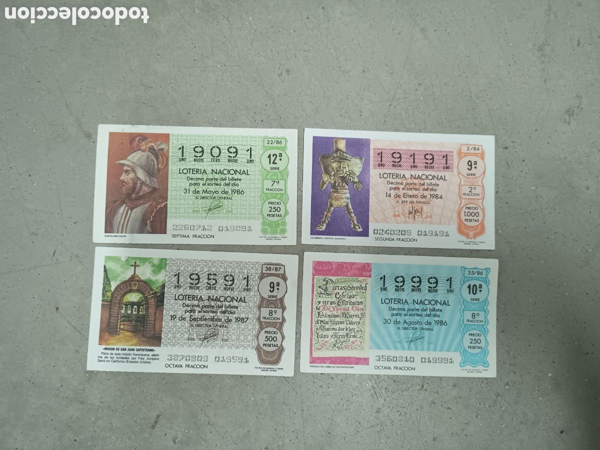 Nationale spanische Lotterie: N&Uacute;MEROS CAPIC&Uacute;AS - 19091 A 19991 - PRECIO POR UNIDAD - ME QUEDAN LOS DE LA FOTOGRAF&Iacute;A