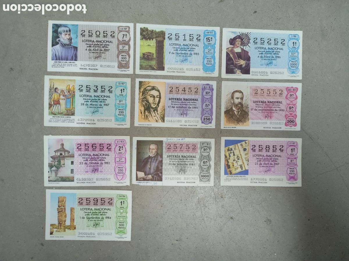 National Spanish Lottery: N&Uacute;MEROS CAPIC&Uacute;AS - 25052 A 25952 - PRECIO POR UNIDAD - ME QUEDAN LOS DE LA FOTOGRAF&Iacute;A