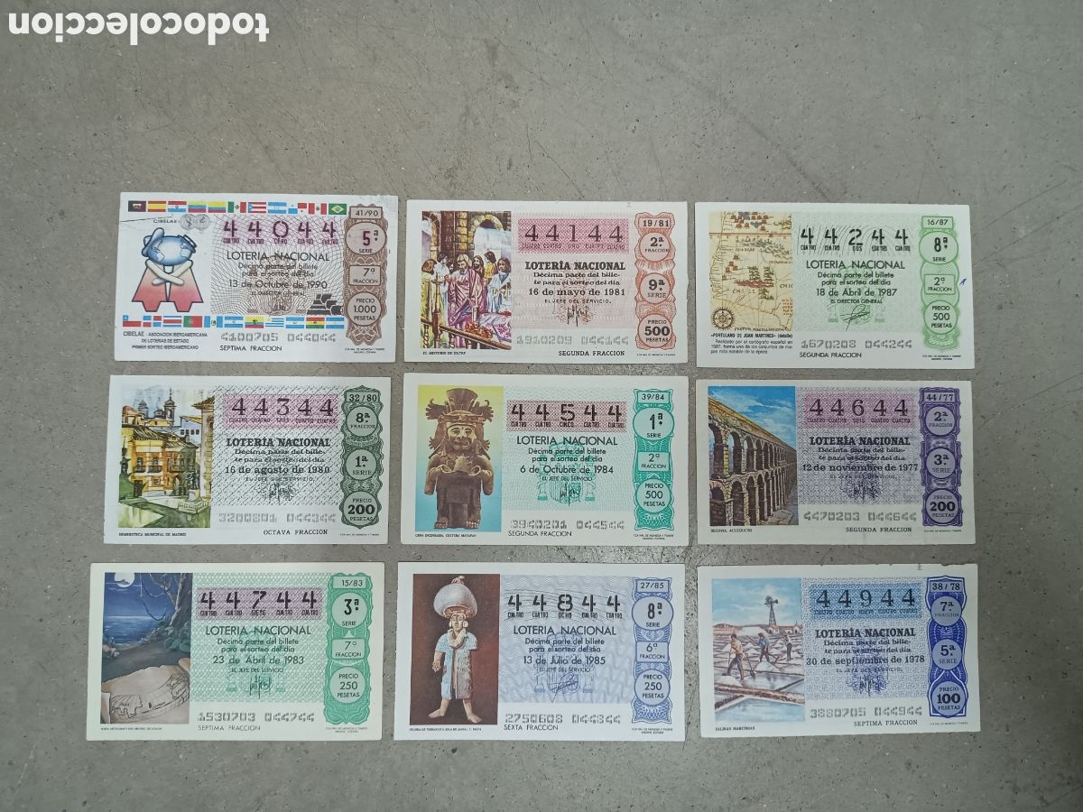 Loterie Nationale: N&Uacute;MEROS CAPIC&Uacute;AS - 44044 A 44944 - PRECIO POR UNIDAD - ME QUEDAN LOS DE LA FOTOGRAF&Iacute;A